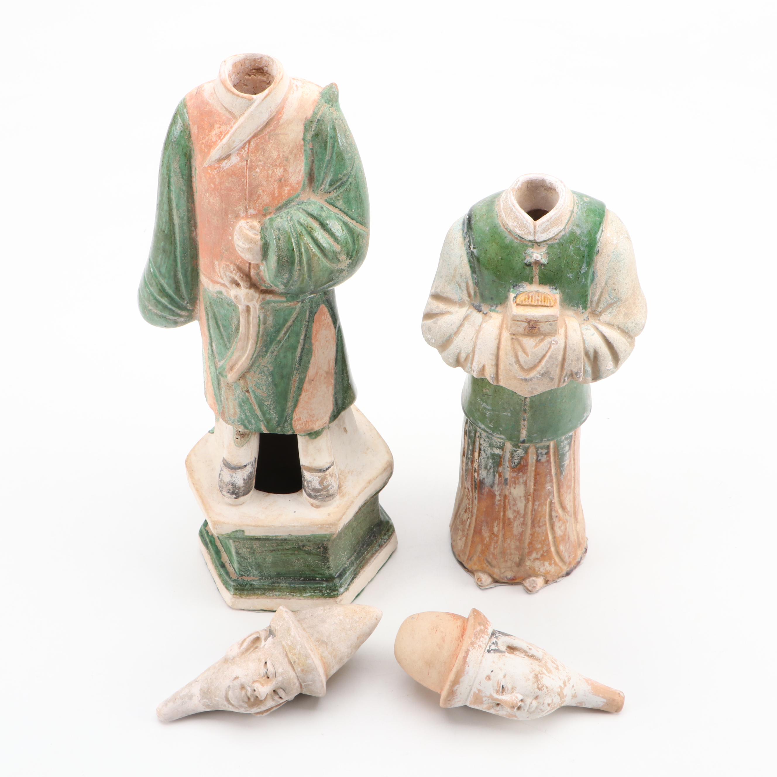 Chinese Sancai Glazed Earthenware Tomb Figures