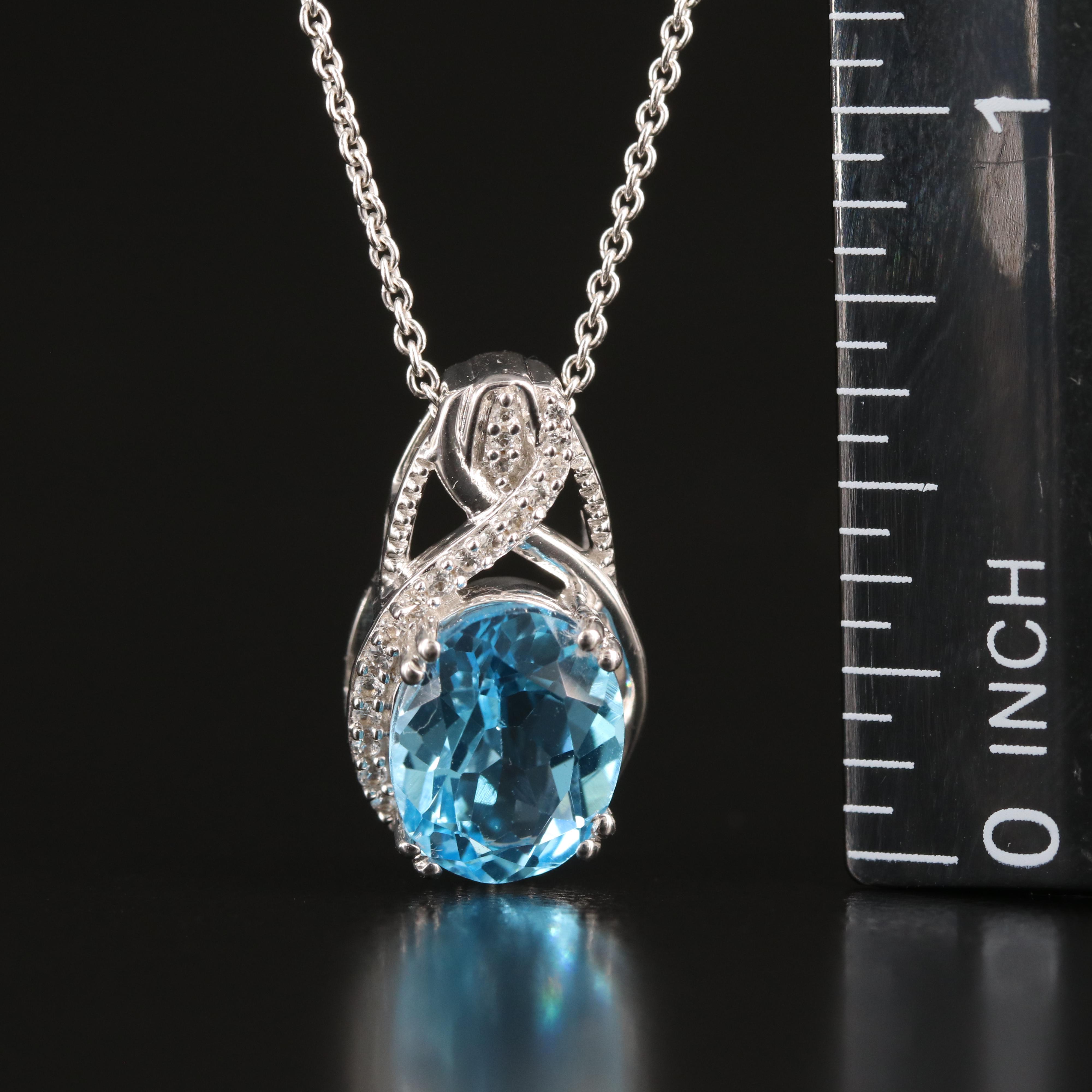Sterling Swiss Blue Topaz and Sapphire Necklace