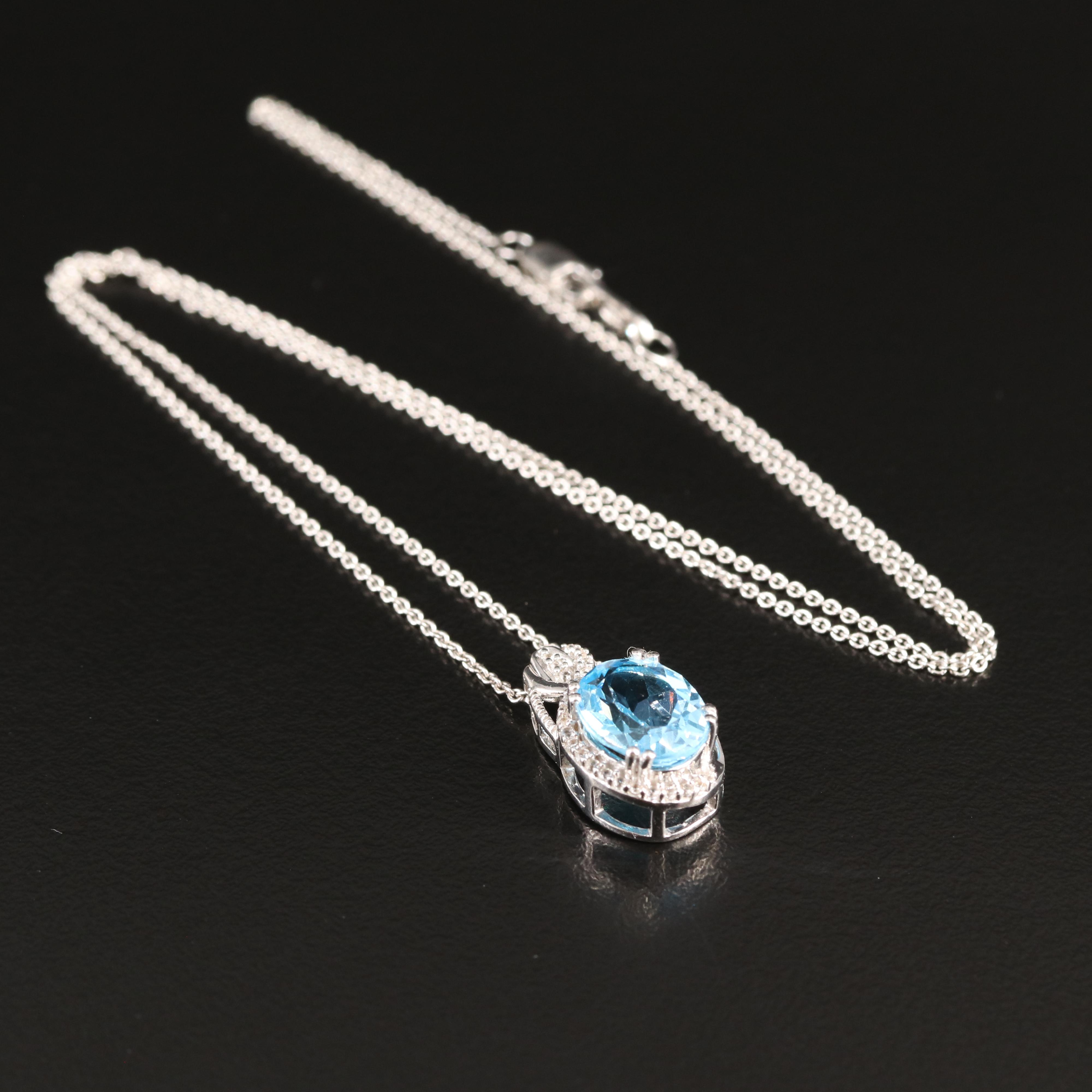 Sterling Swiss Blue Topaz and Sapphire Necklace