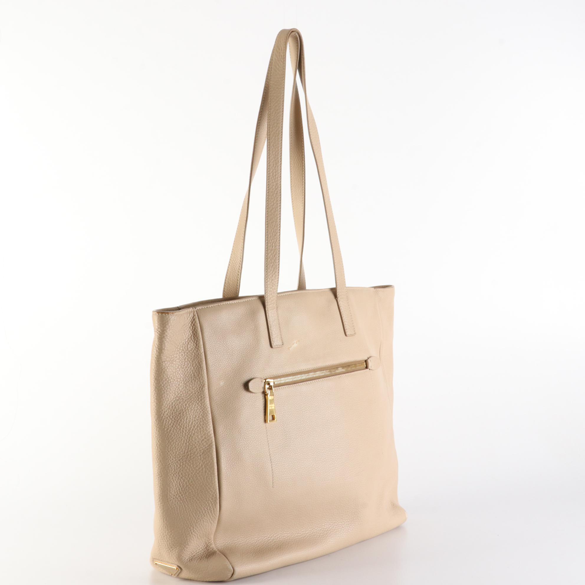 Prada Grained Leather Shoulder Tote
