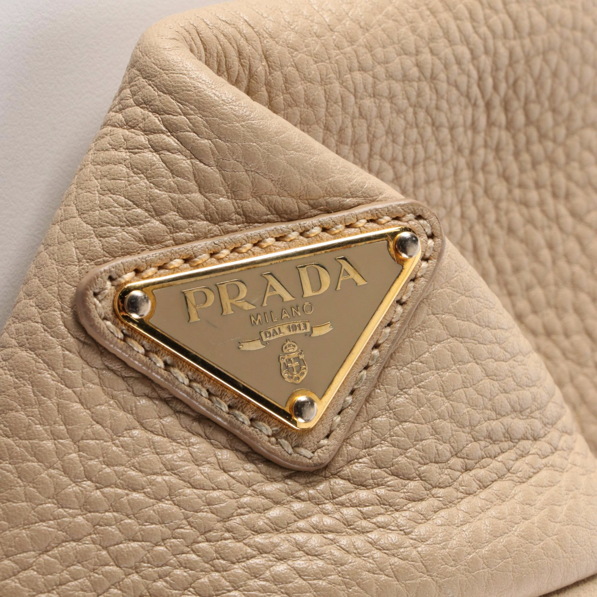 Prada Grained Leather Shoulder Tote