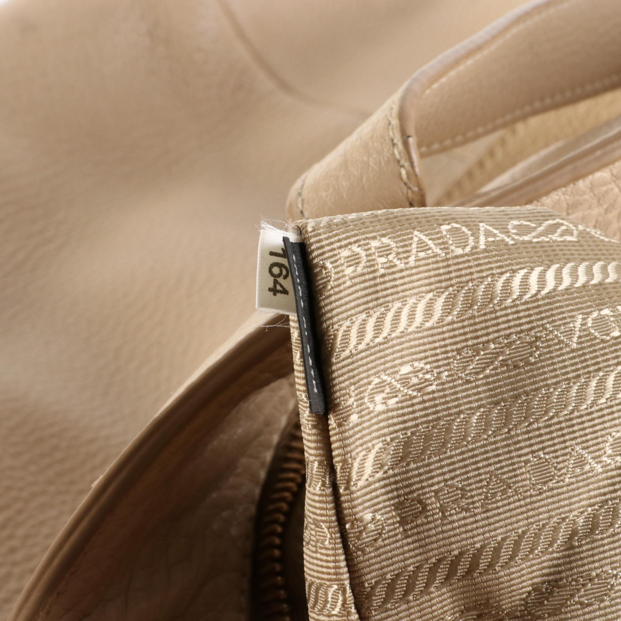 Prada Grained Leather Shoulder Tote