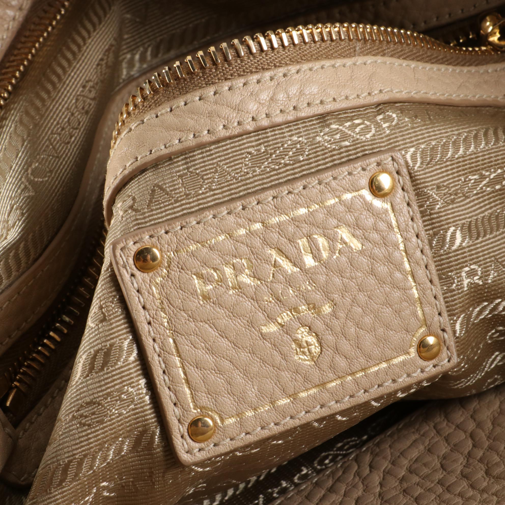Prada Grained Leather Shoulder Tote