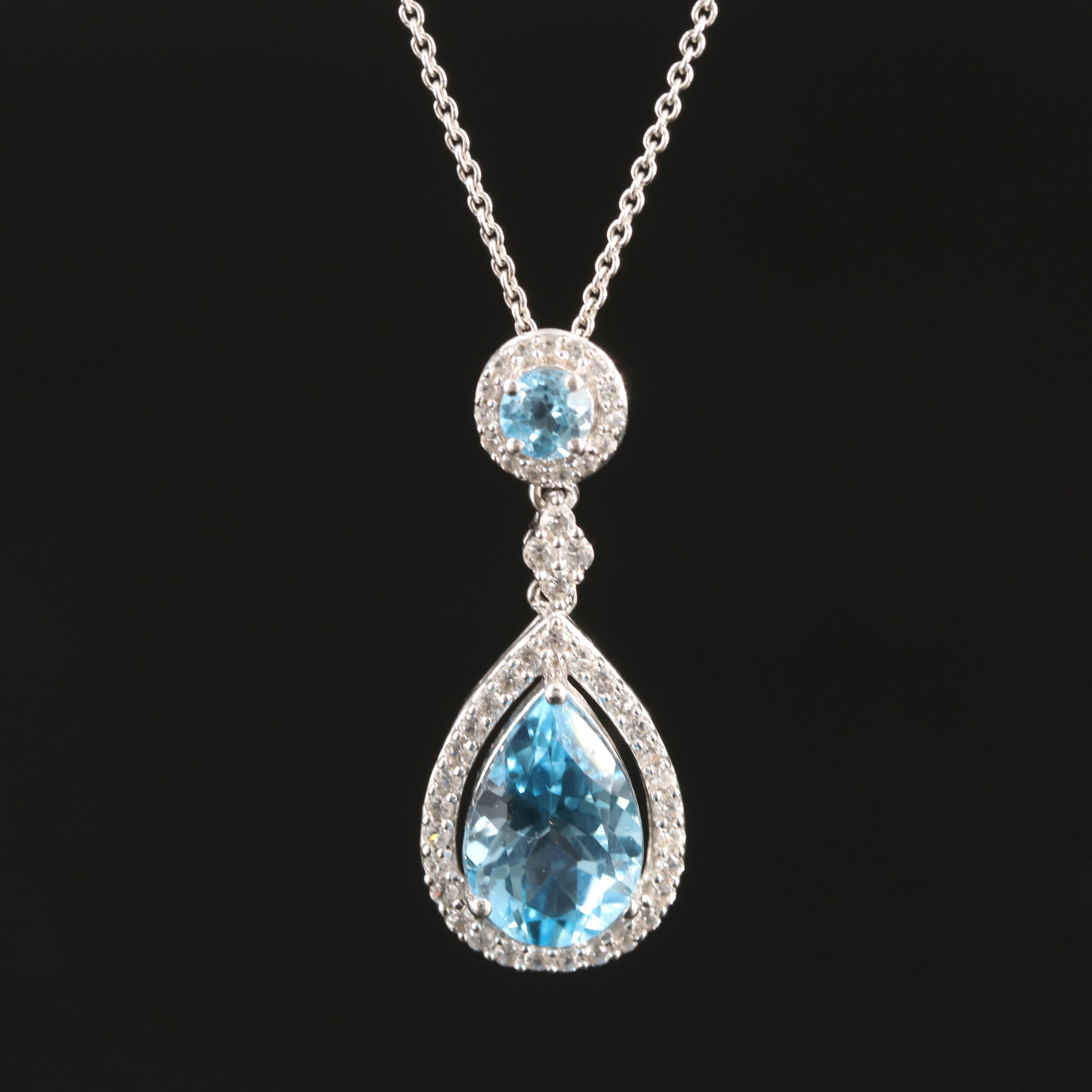 Sterling Swiss Blue Topaz and Sapphire Necklace