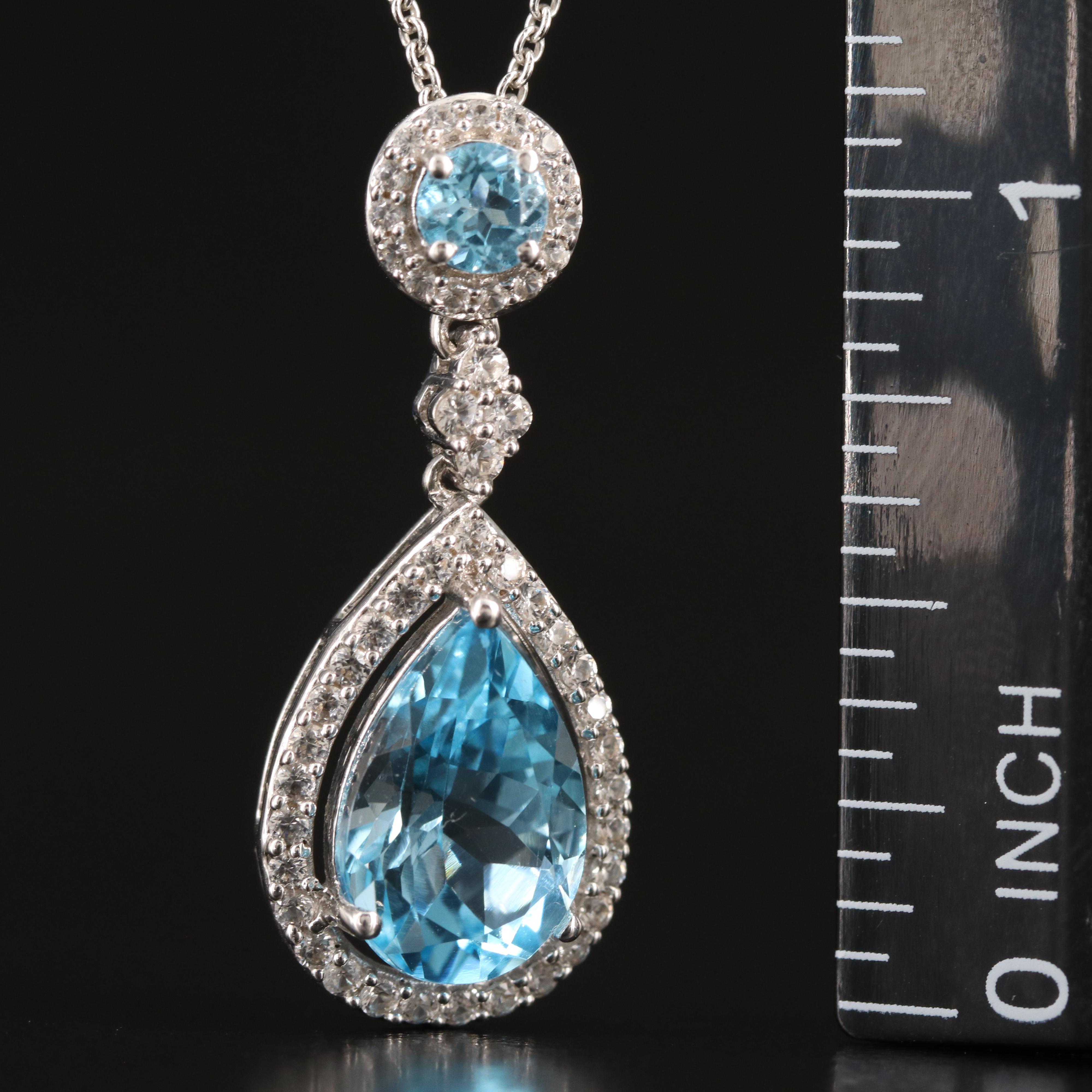 Sterling Swiss Blue Topaz and Sapphire Necklace