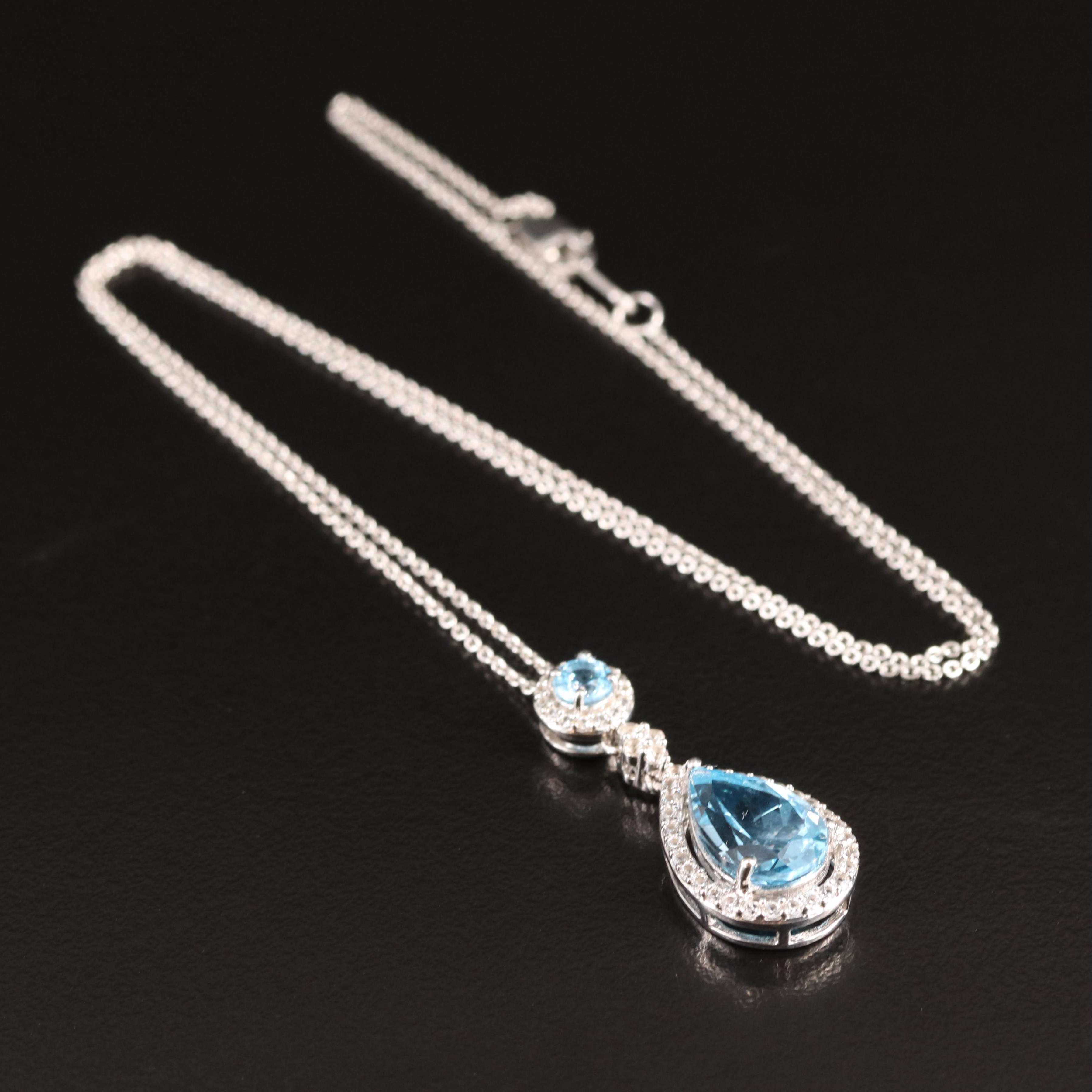 Sterling Swiss Blue Topaz and Sapphire Necklace