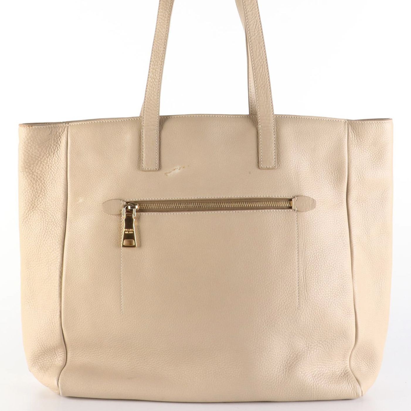 Prada Grained Leather Shoulder Tote