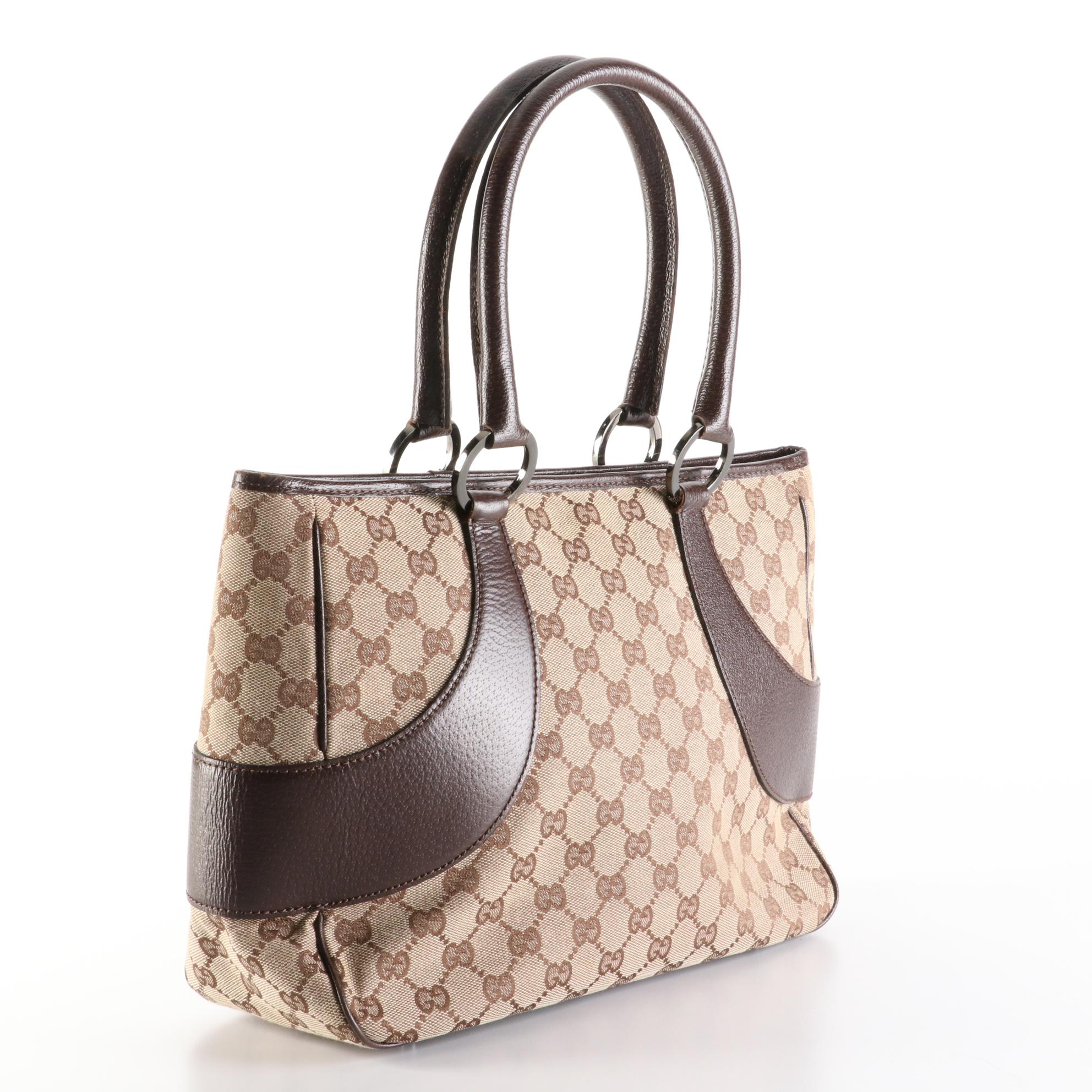 Gucci GG Zip Tote Bag in Monogram Canvas and Cinghiale Leather