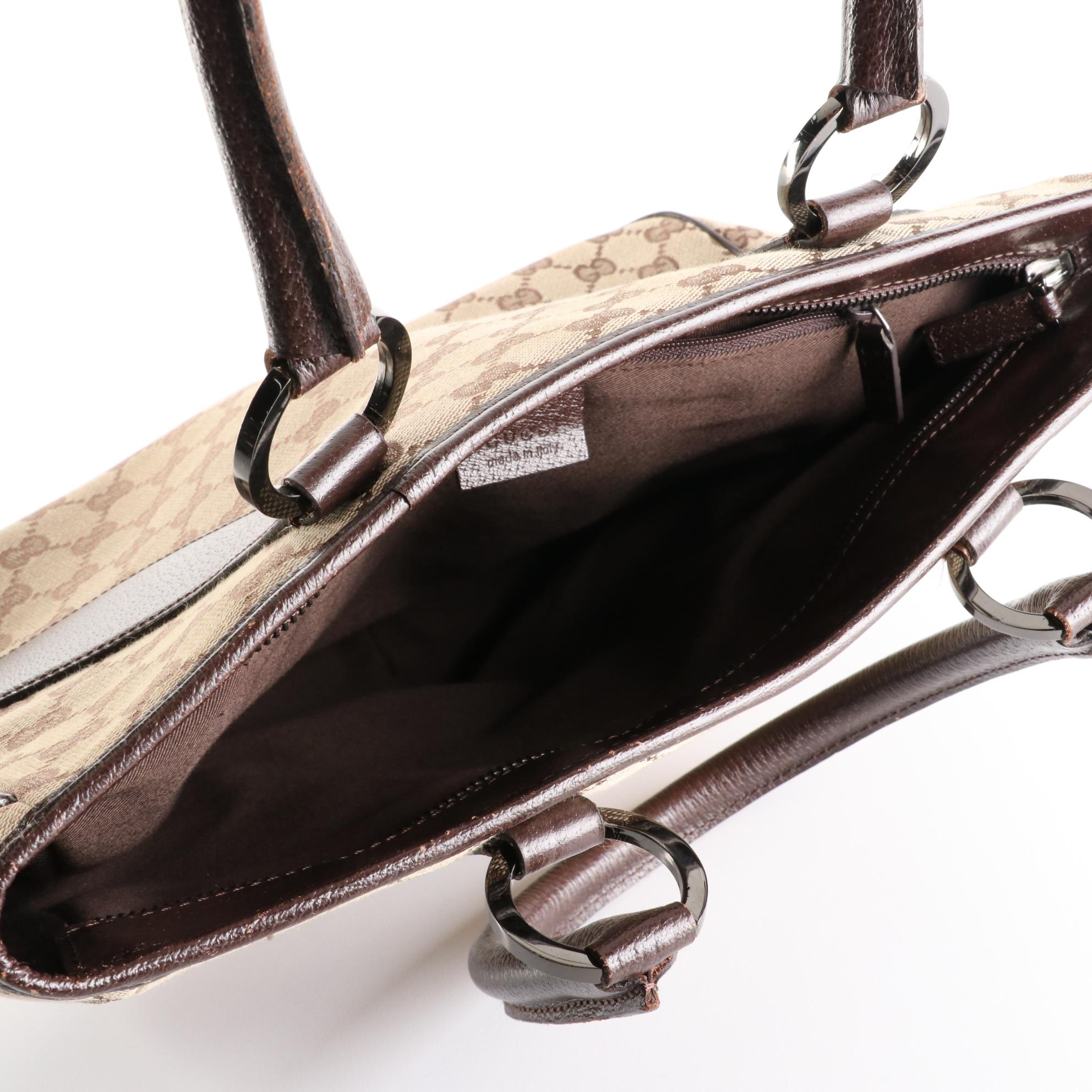 Gucci GG Zip Tote Bag in Monogram Canvas and Cinghiale Leather