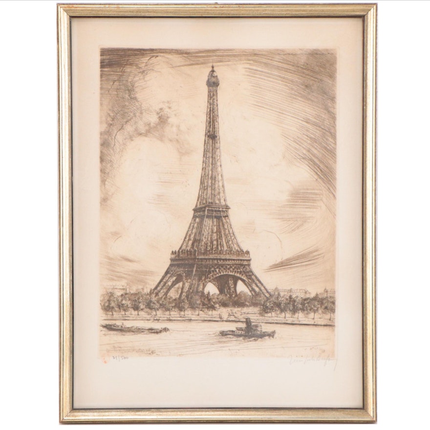Etching of Eiffel Tower