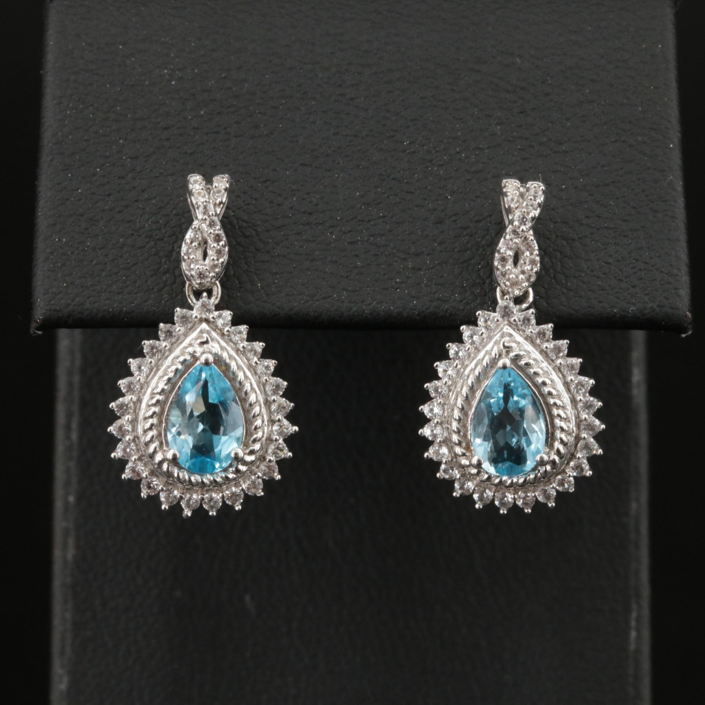 Sterling Sky Blue Topaz and White Sapphire Earrings