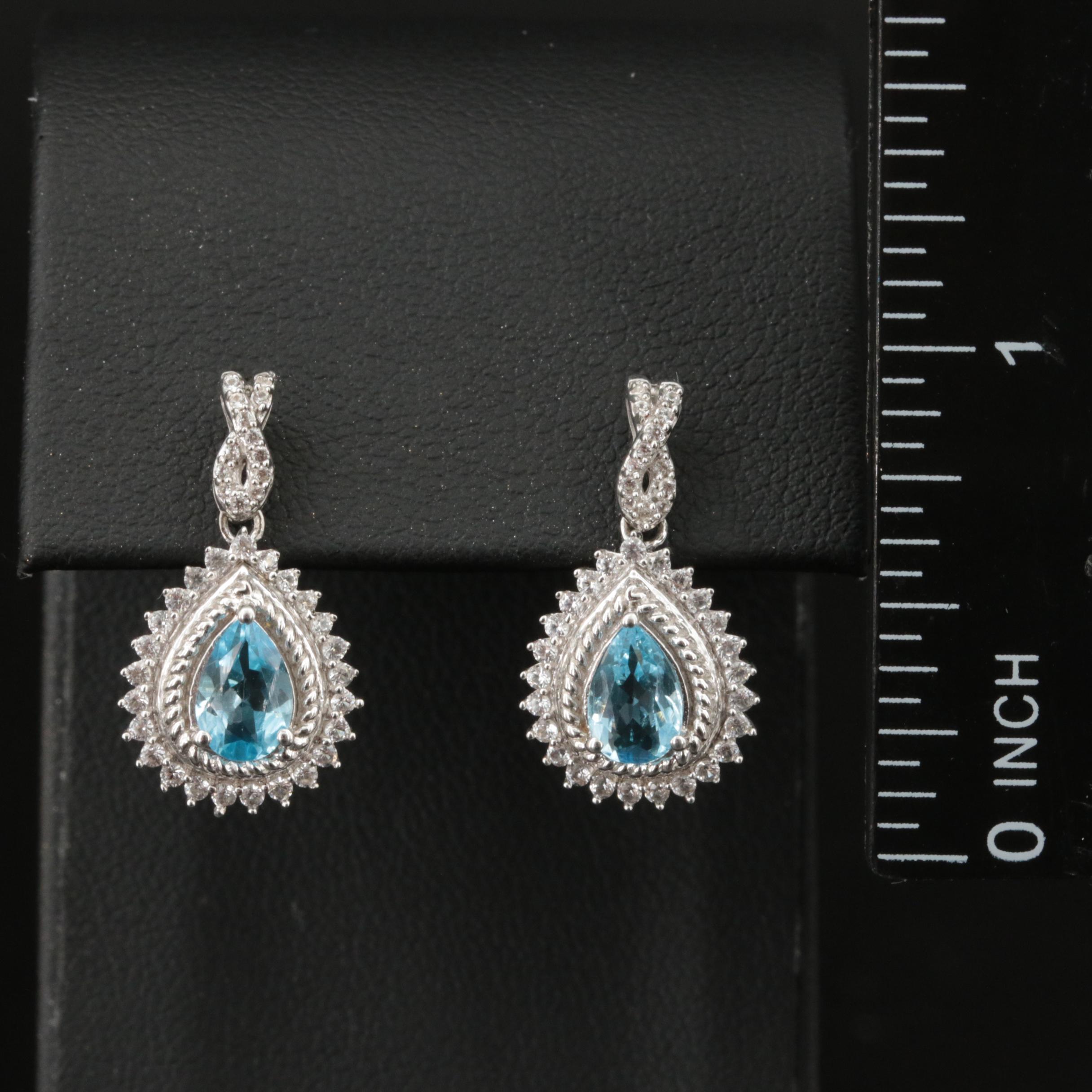 Sterling Sky Blue Topaz and White Sapphire Earrings