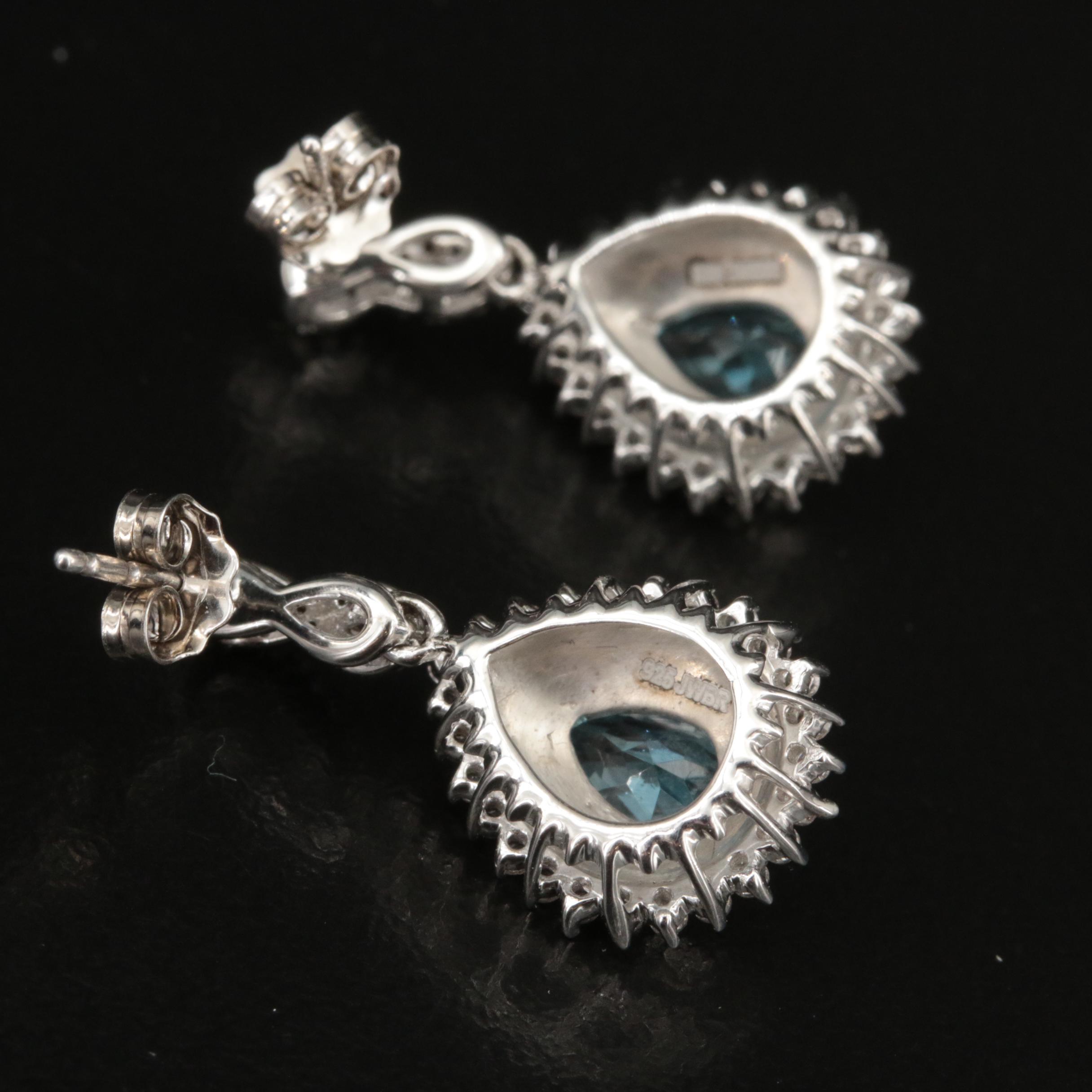 Sterling Sky Blue Topaz and White Sapphire Earrings