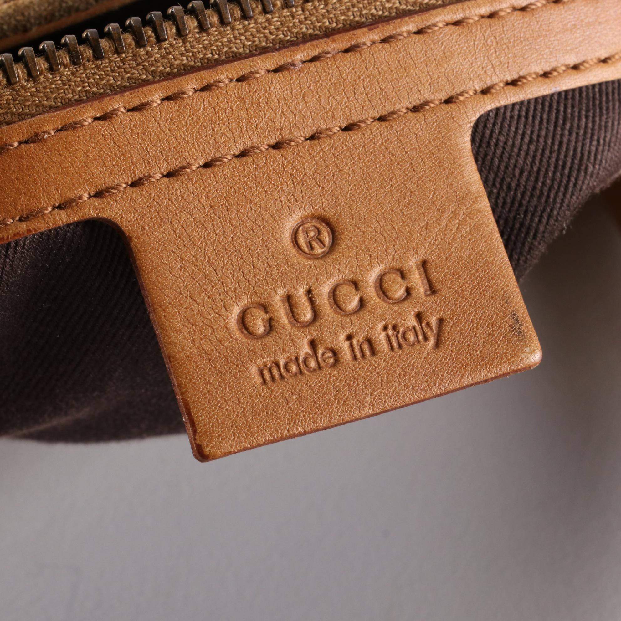 Gucci Nailhead Handbag in Suede with GG Canvas