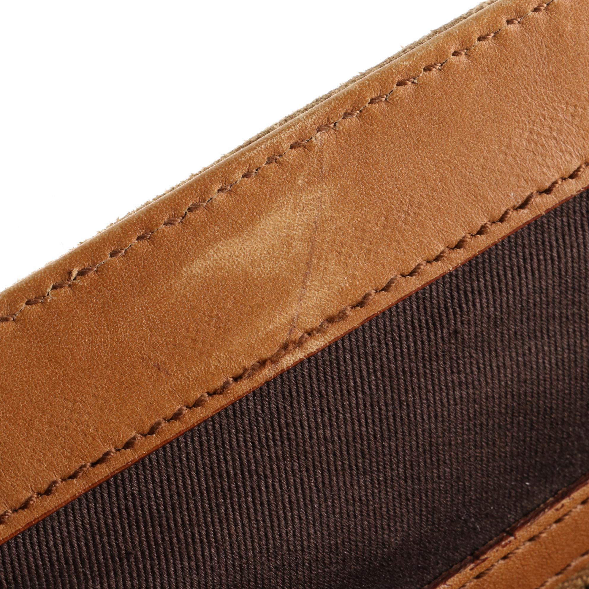 Gucci Nailhead Handbag in Suede with GG Canvas