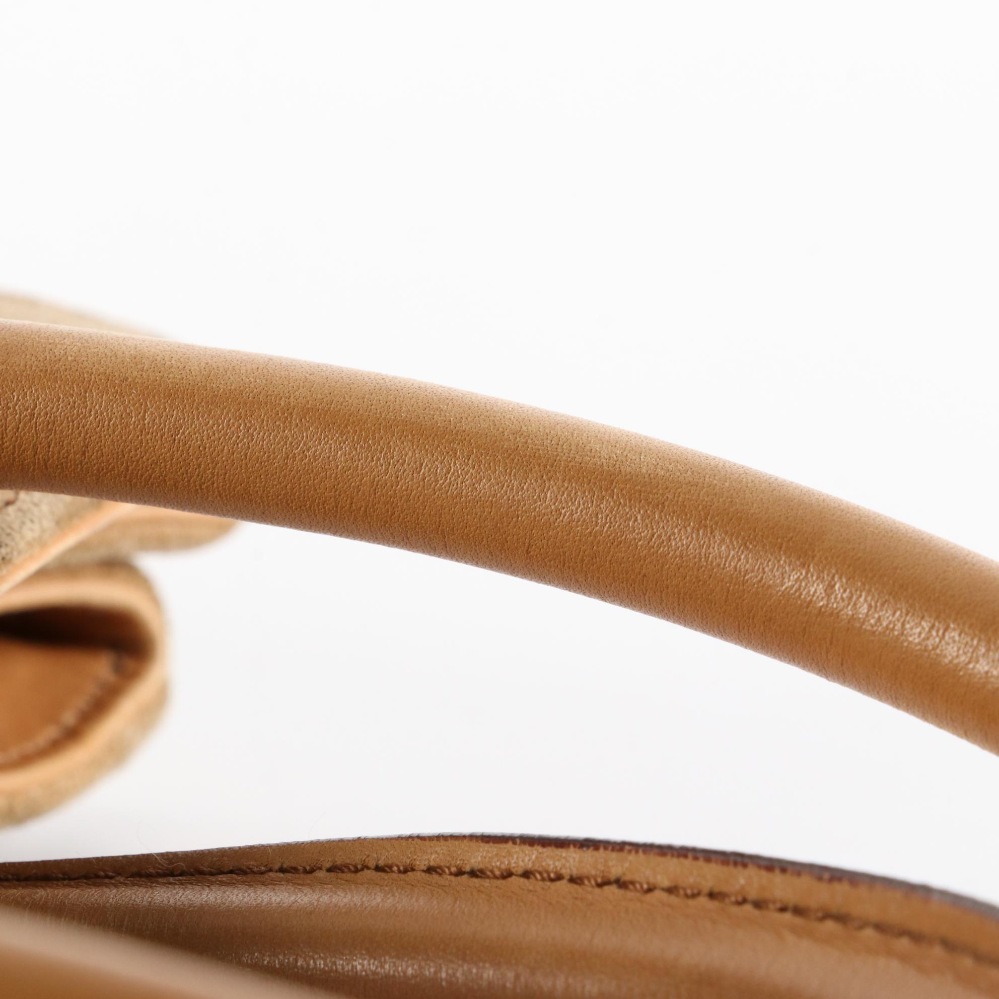 Gucci Nailhead Handbag in Suede with GG Canvas