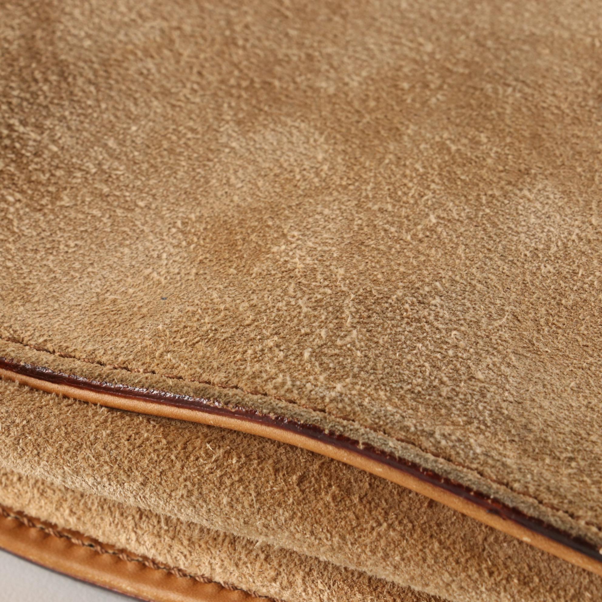 Gucci Nailhead Handbag in Suede with GG Canvas