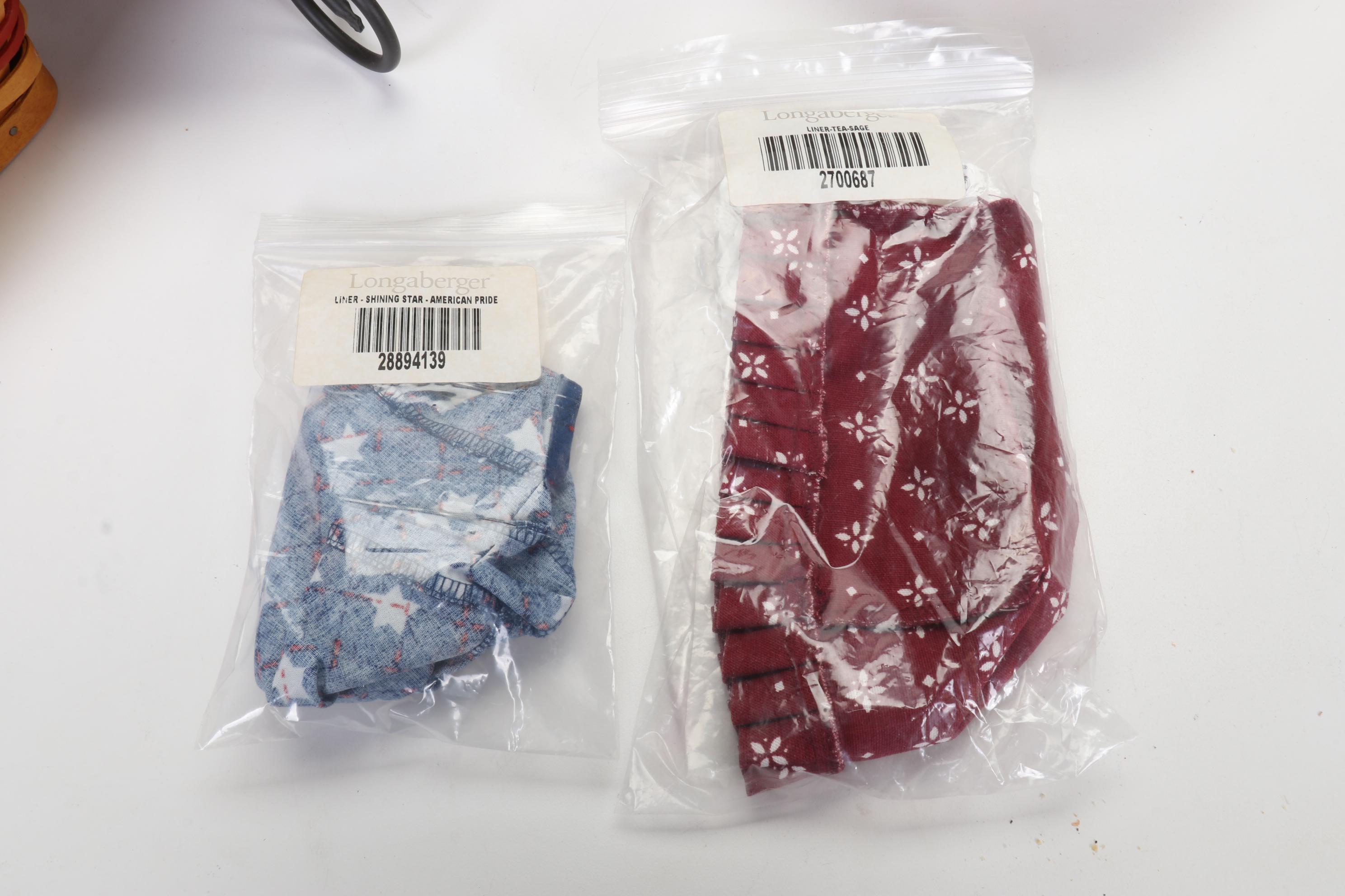 Longaberger Baskets with Pottery Christmas Mugs and Serving Pieces