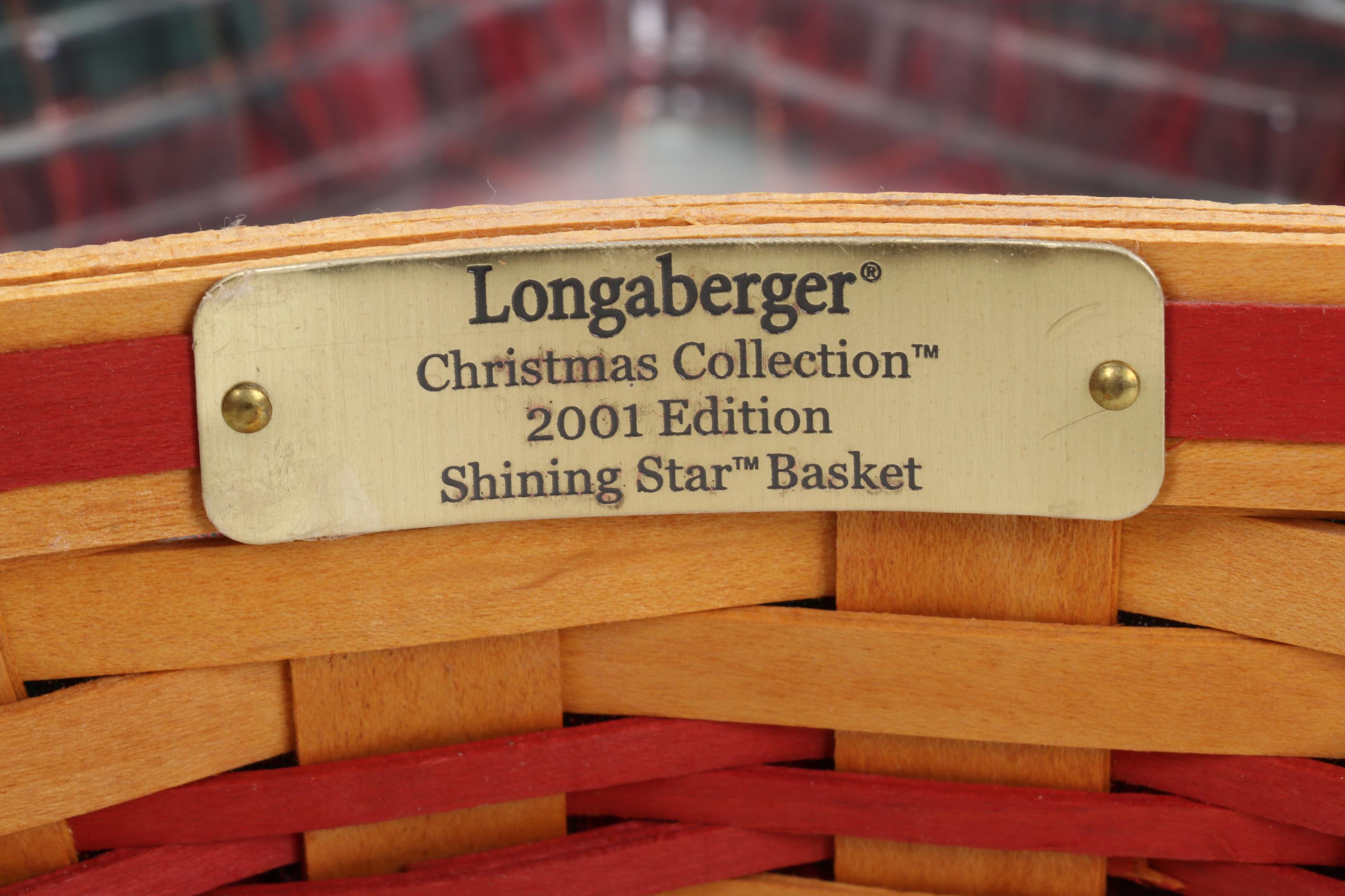Longaberger Baskets with Pottery Christmas Mugs and Serving Pieces