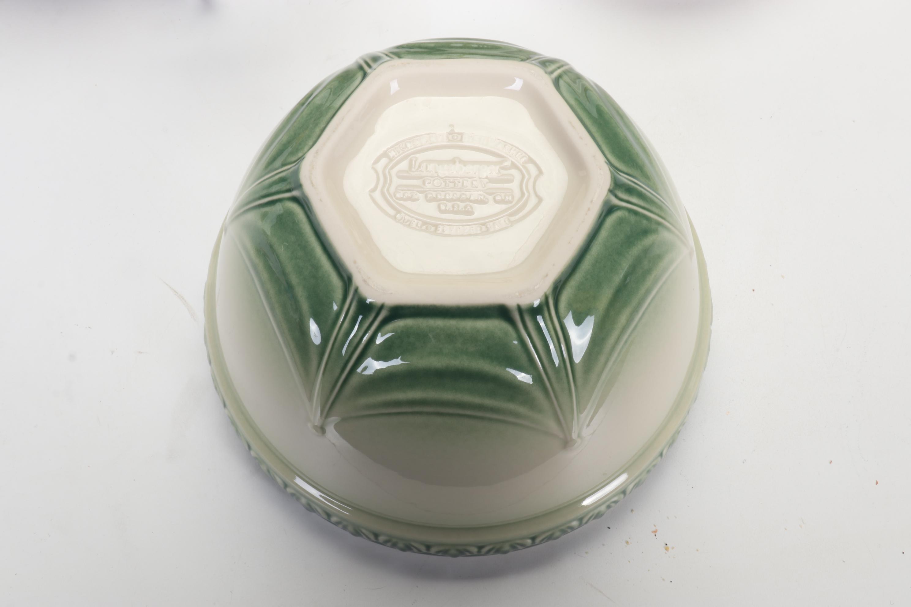 Longaberger Baskets with Pottery Christmas Mugs and Serving Pieces