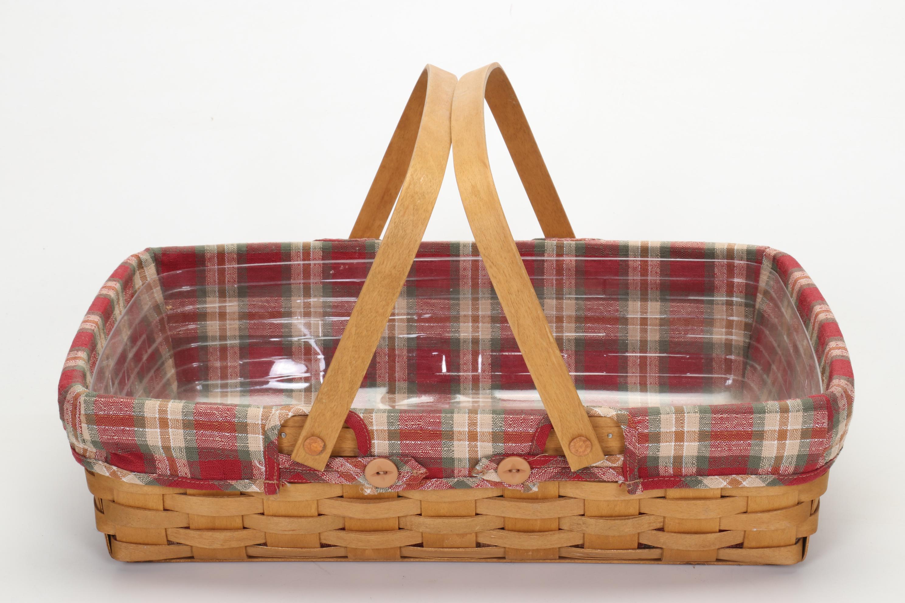 Longaberger Baskets with Pottery Christmas Mugs and Serving Pieces