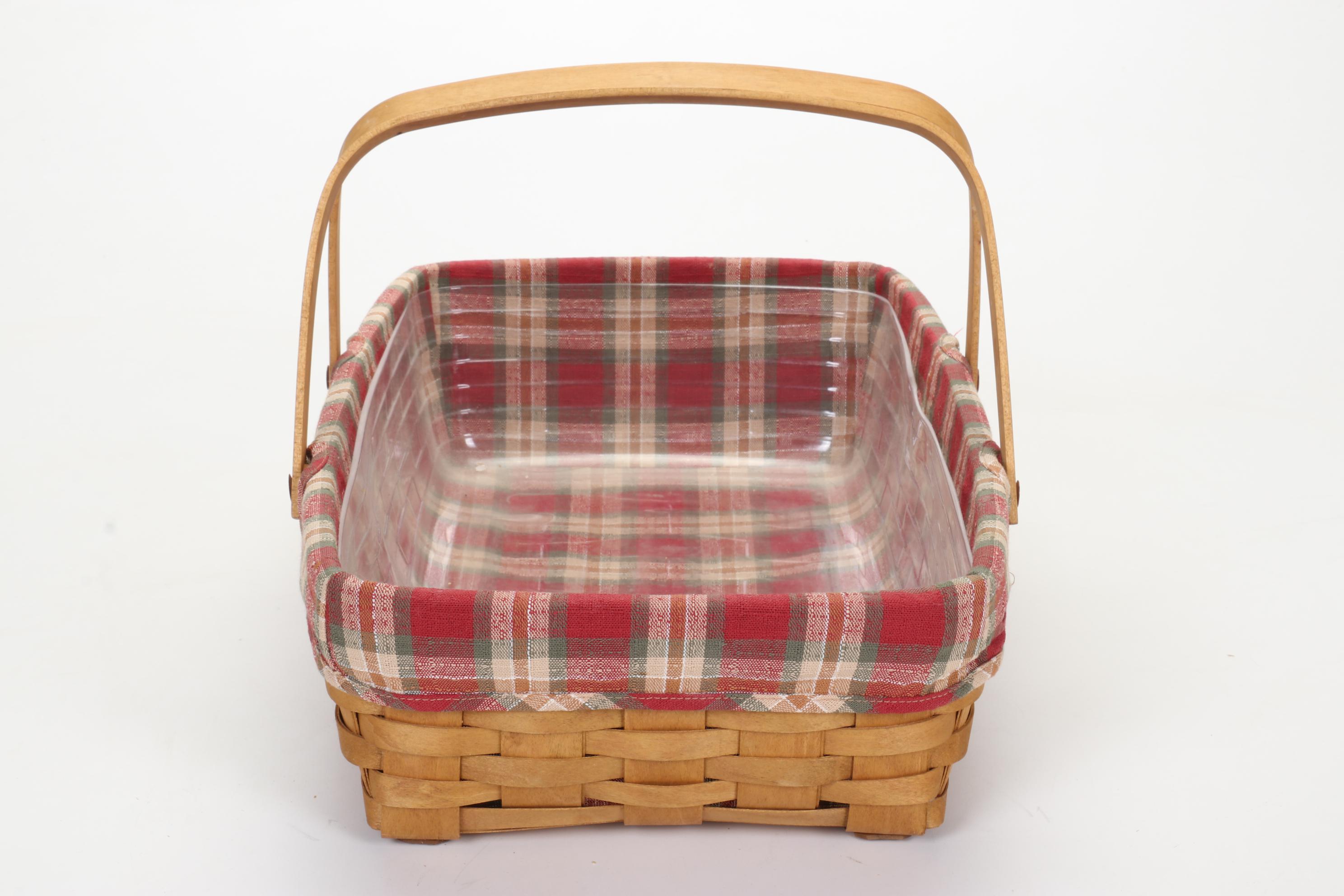 Longaberger Baskets with Pottery Christmas Mugs and Serving Pieces
