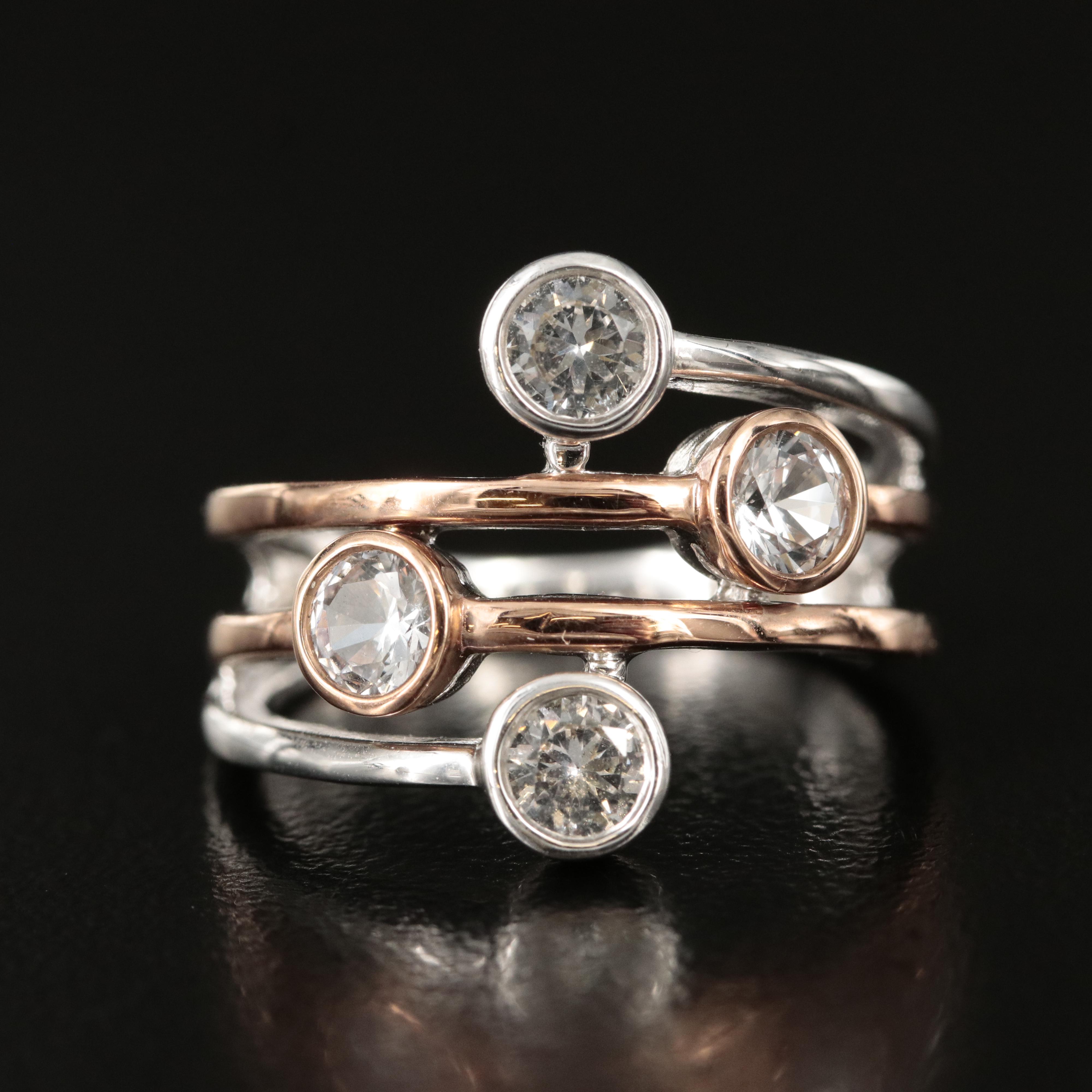 Sterling Sapphire Ring with 10K Rose Gold Ring