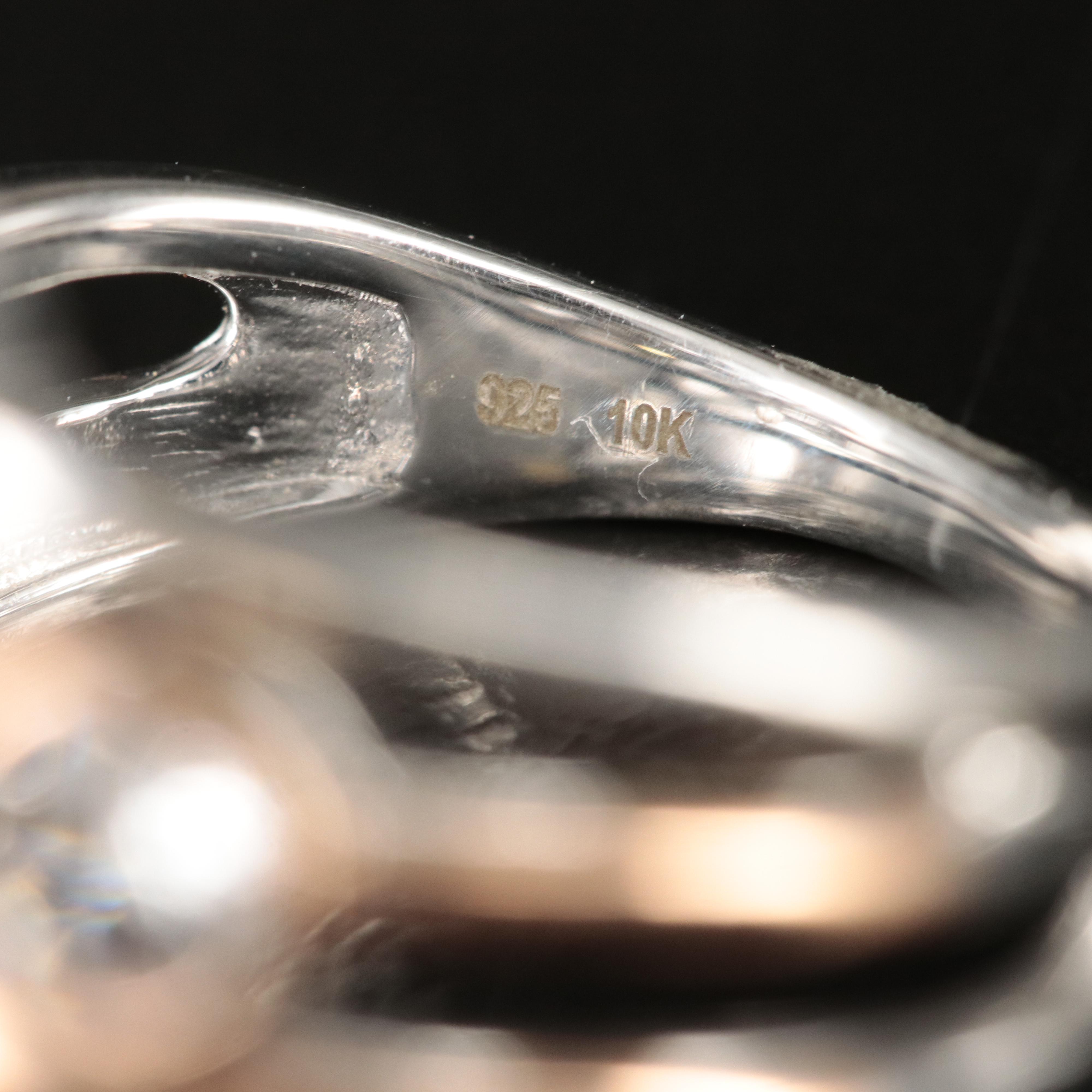 Sterling Sapphire Ring with 10K Rose Gold Ring