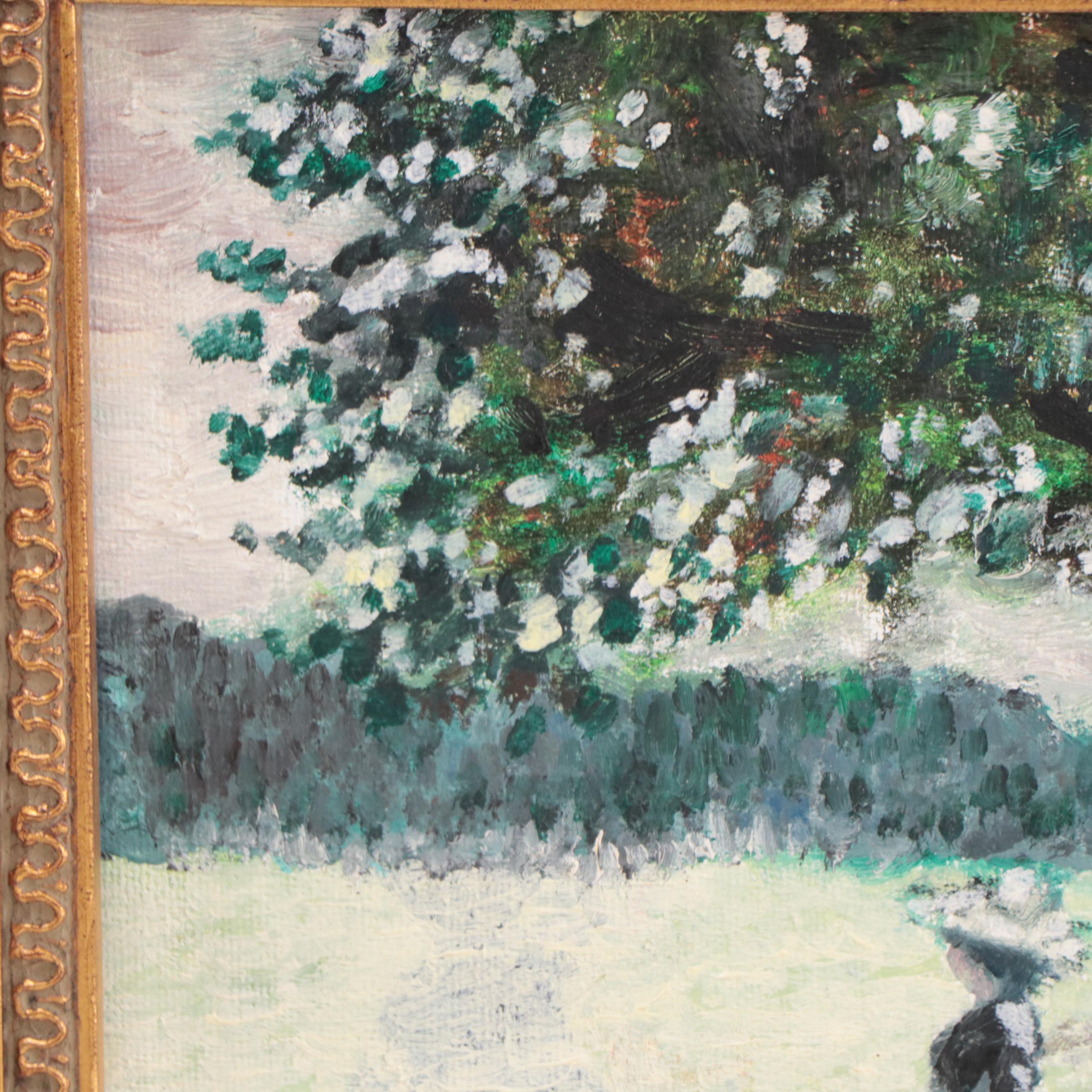 Impressionist Style Oil Paining of Figures in Park