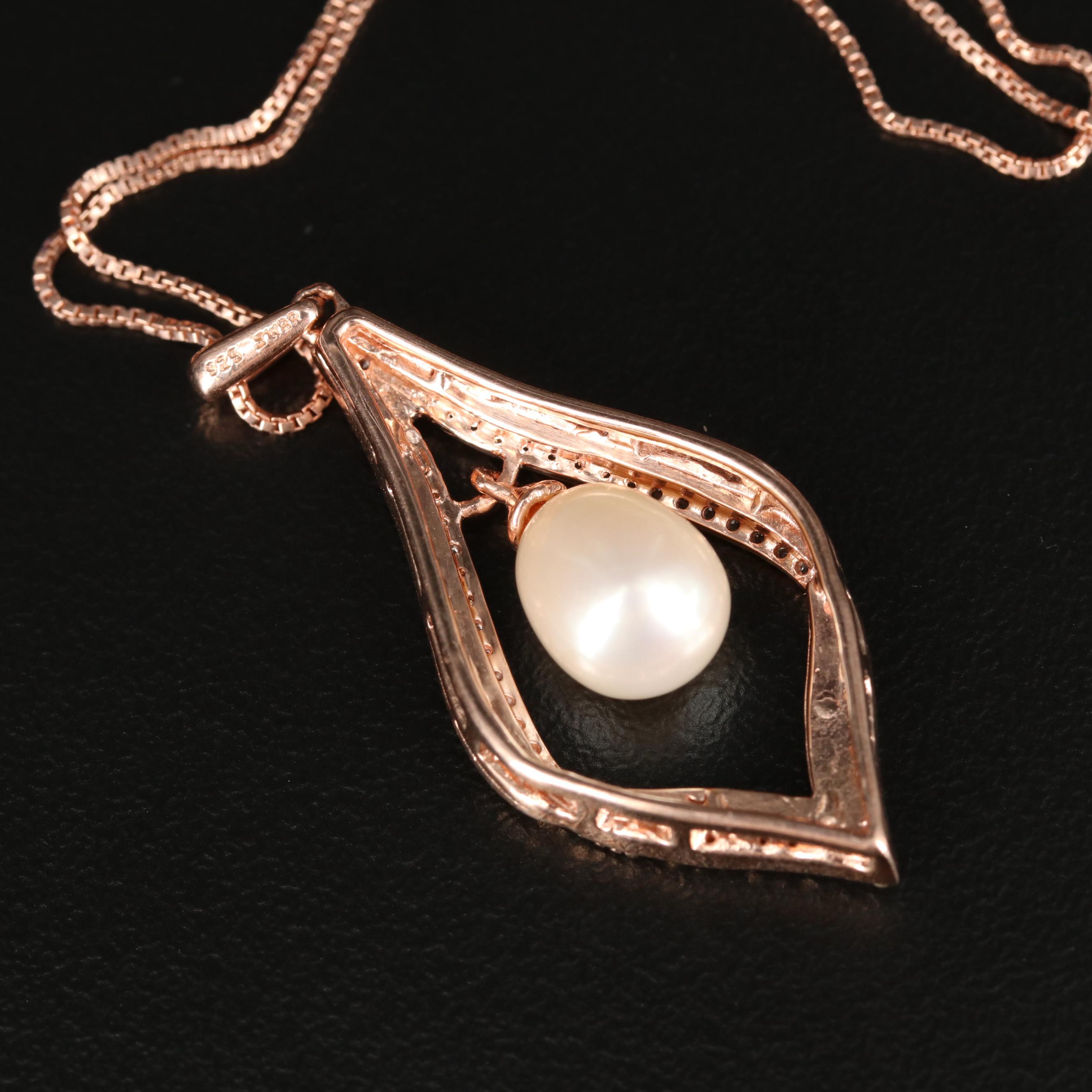 Sterling Pearl and White Sapphire Necklace
