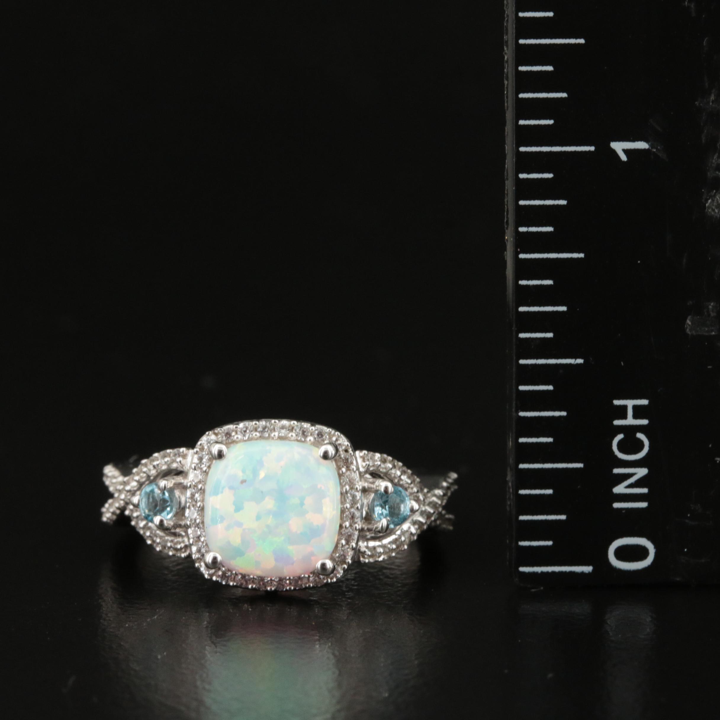 Sterling Opal and Topaz Ring