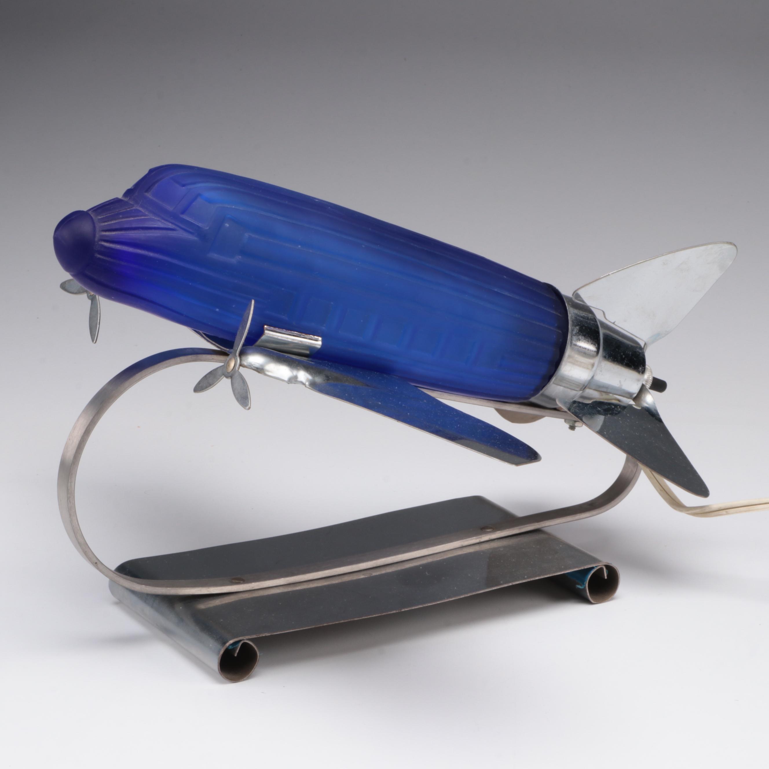 Sarsaparilla Deco Designs Airplane Lamp, 1970s