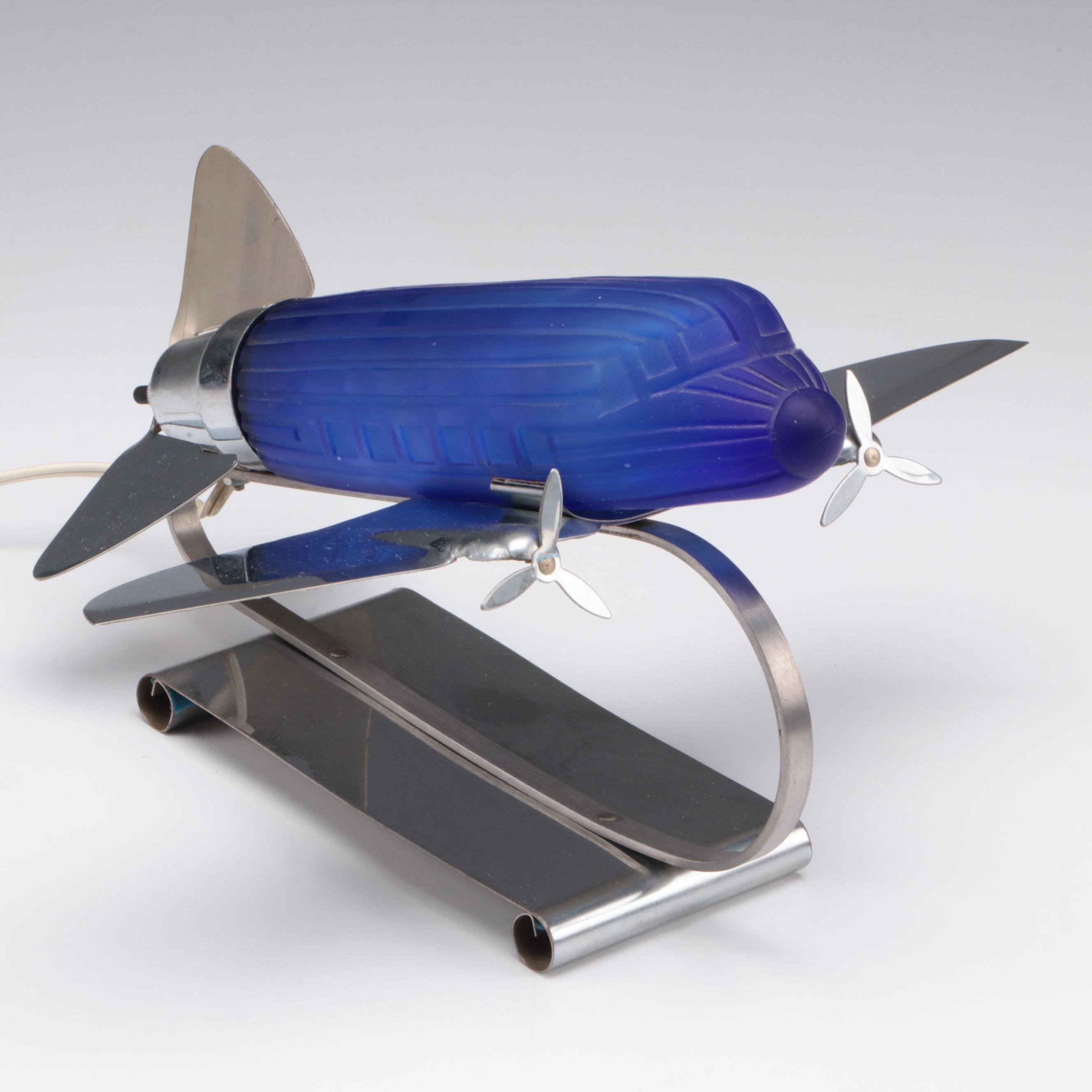 Sarsaparilla Deco Designs Airplane Lamp, 1970s