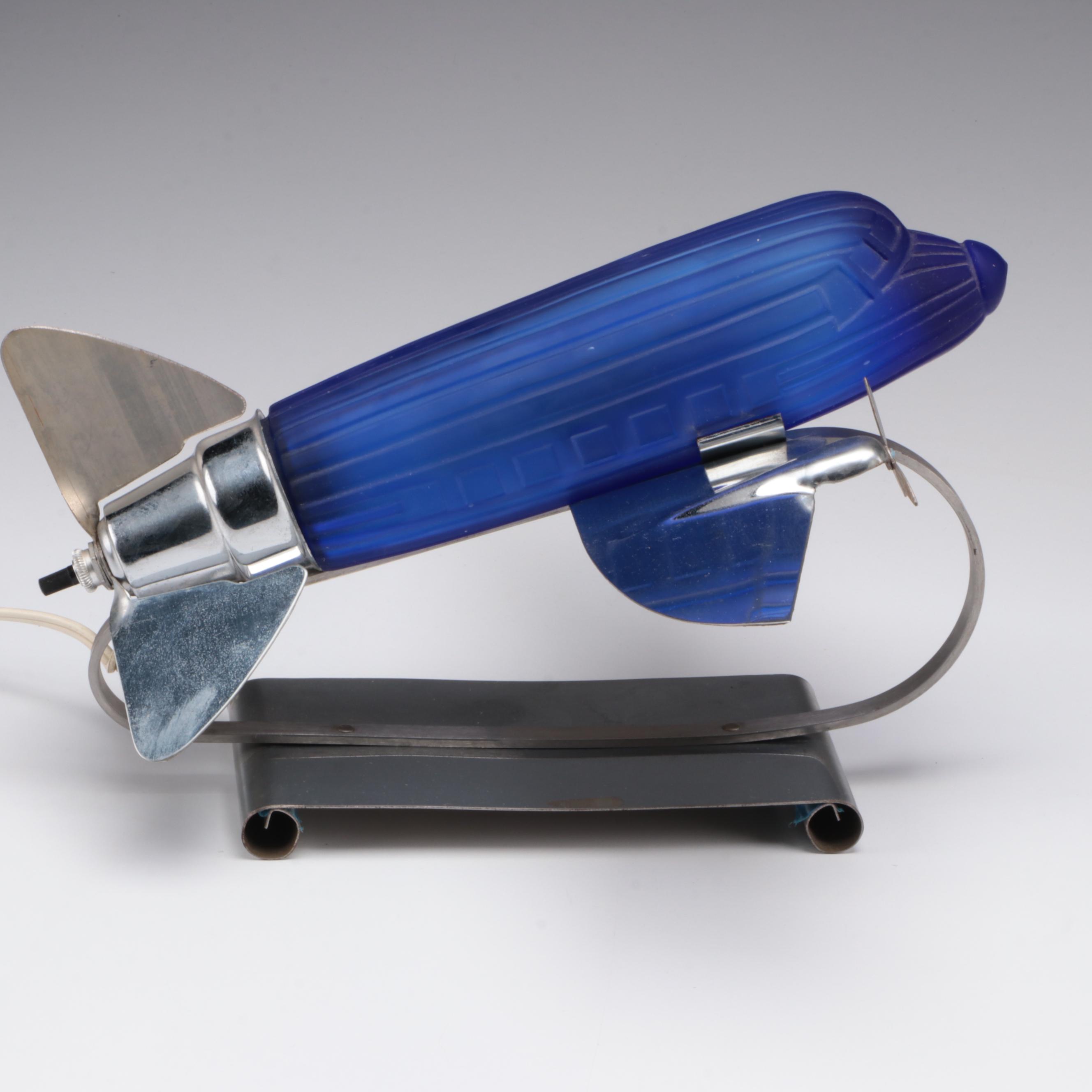 Sarsaparilla Deco Designs Airplane Lamp, 1970s