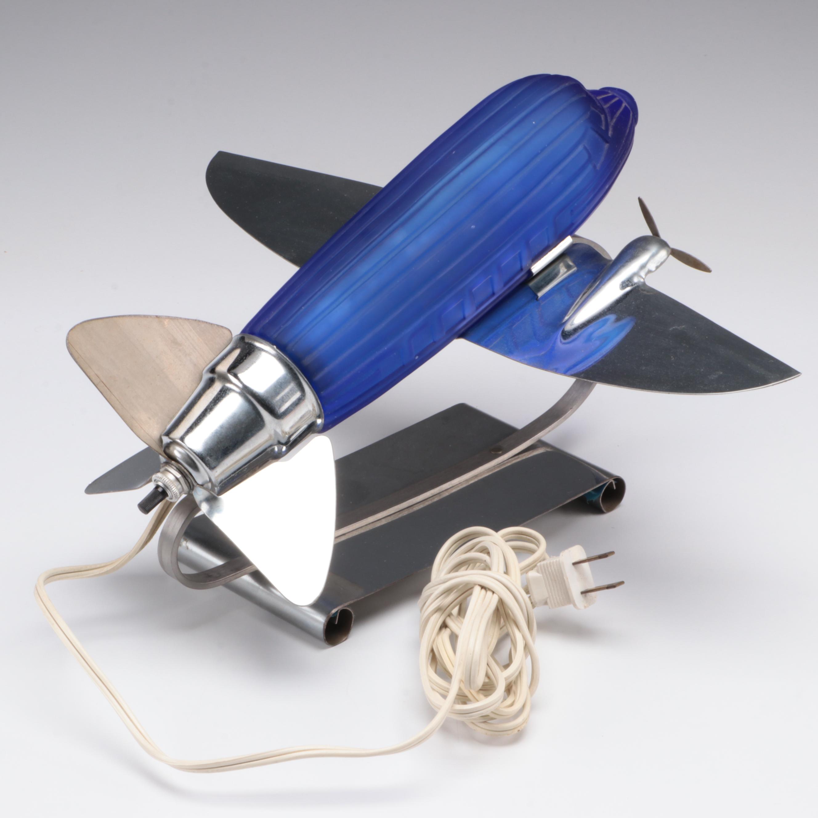 Sarsaparilla Deco Designs Airplane Lamp, 1970s