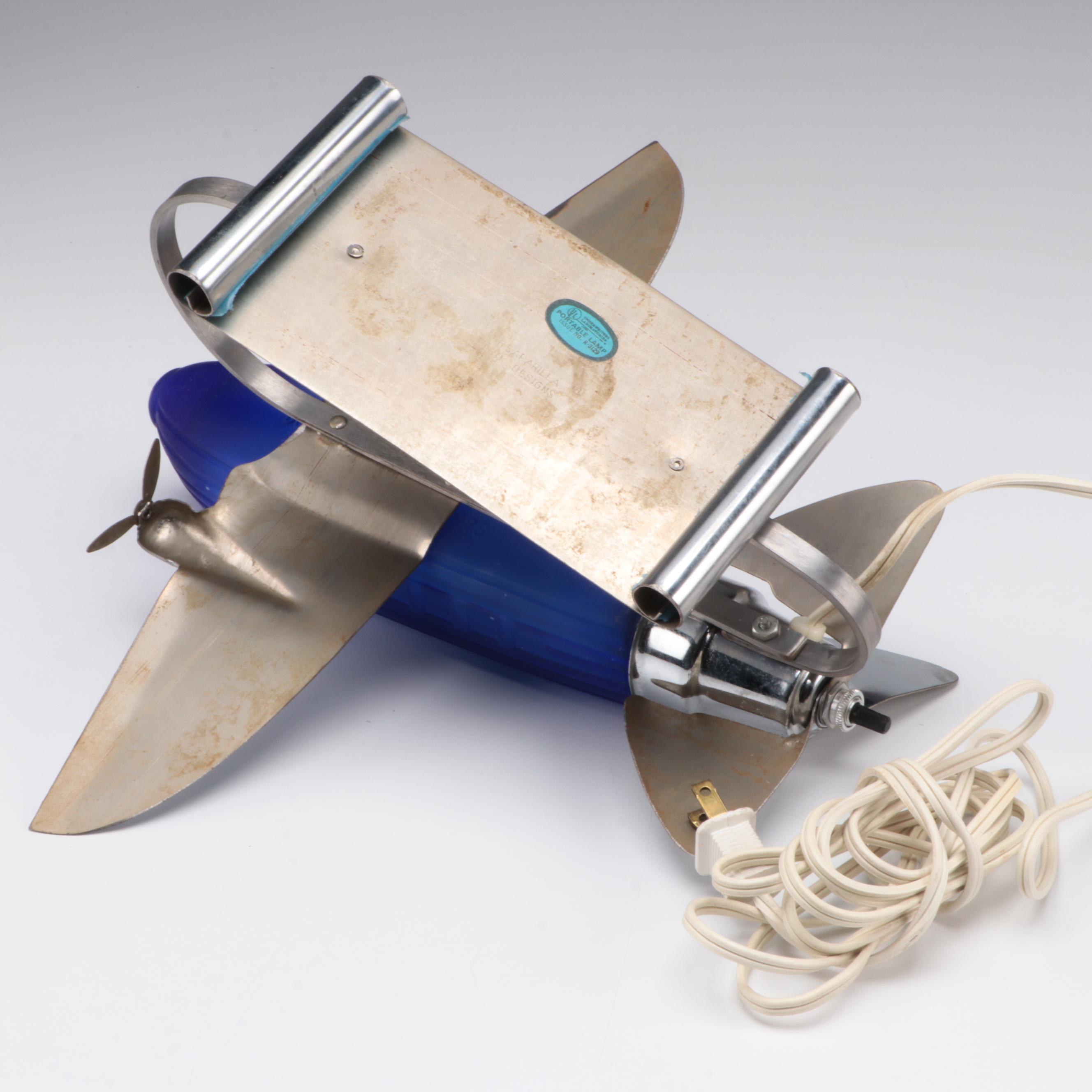 Sarsaparilla Deco Designs Airplane Lamp, 1970s
