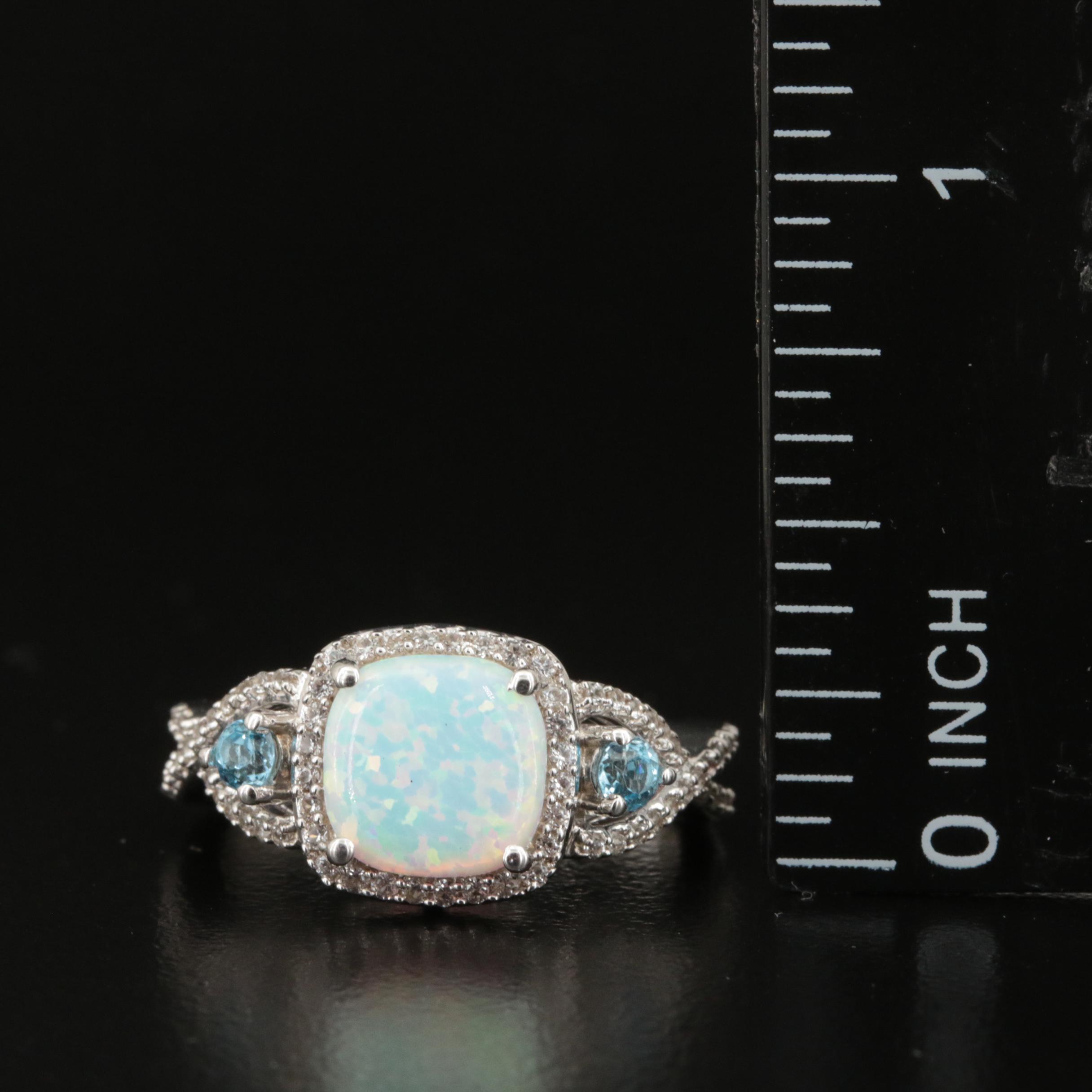 Sterling Opal and Topaz Ring
