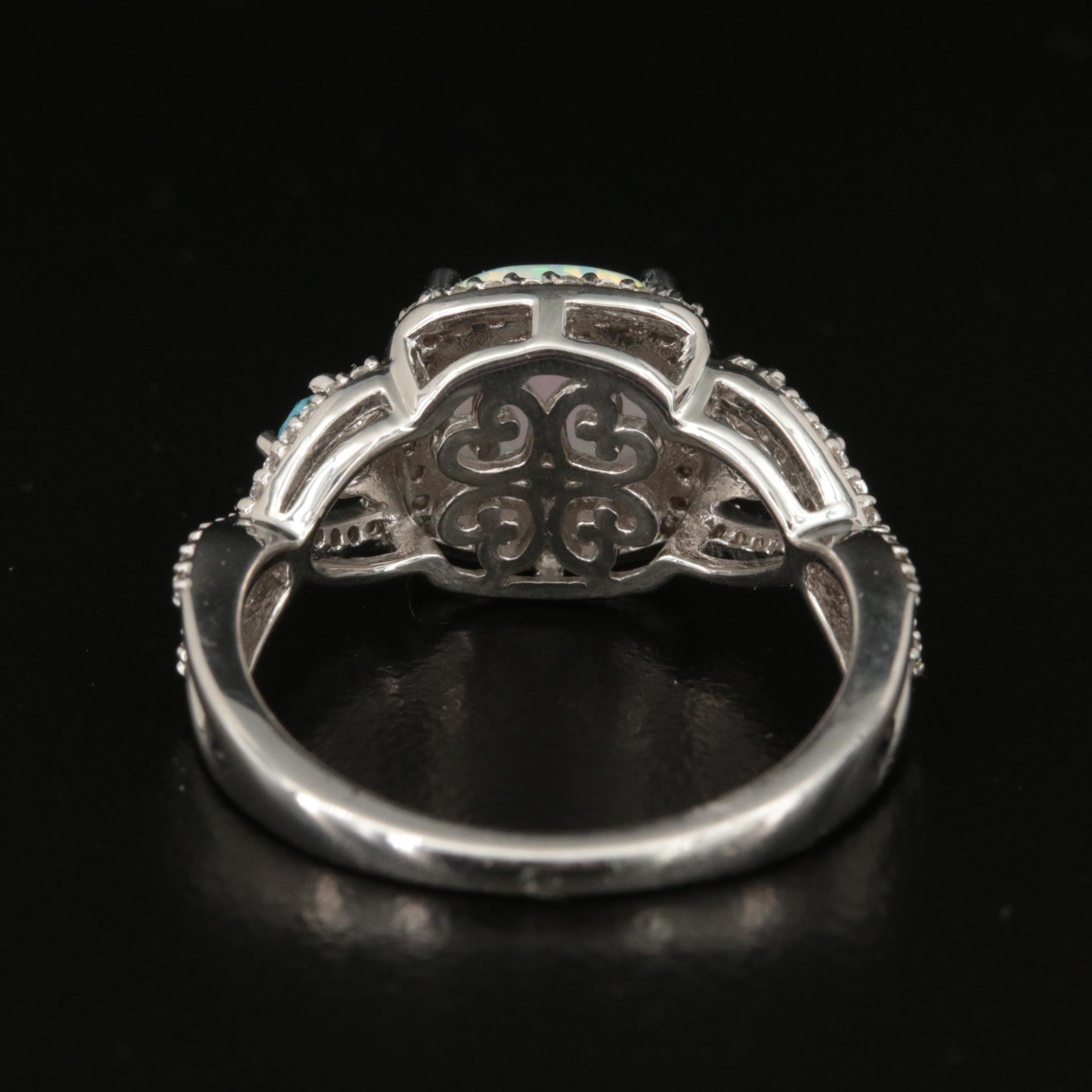 Sterling Opal and Topaz Ring