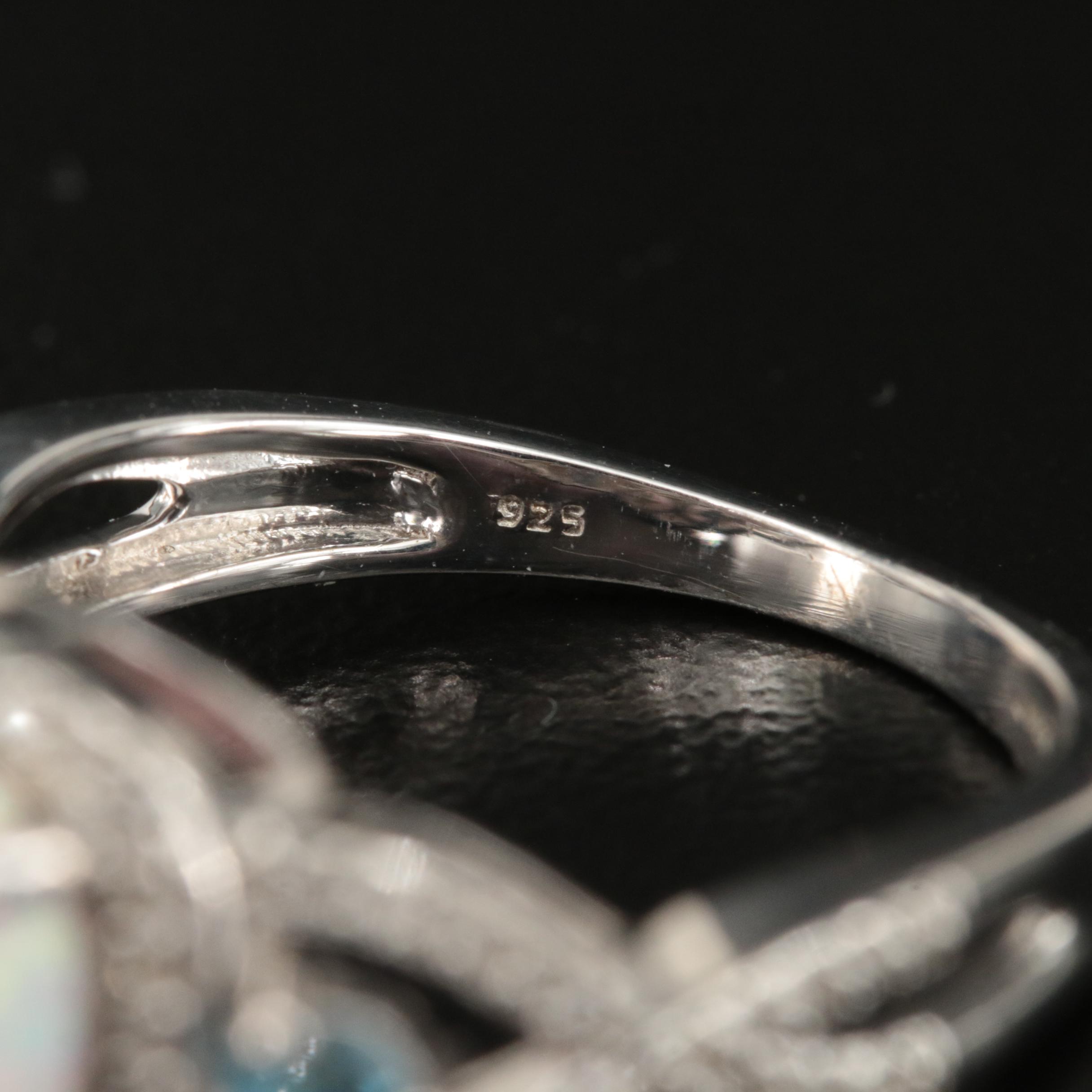Sterling Opal and Topaz Ring