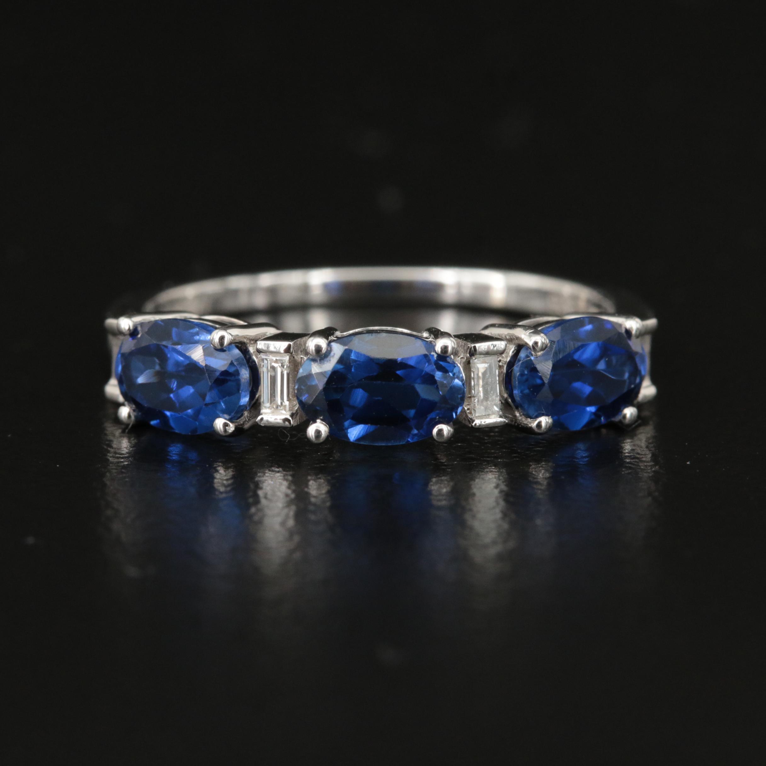 Sterling Sapphire and Diamond Ring