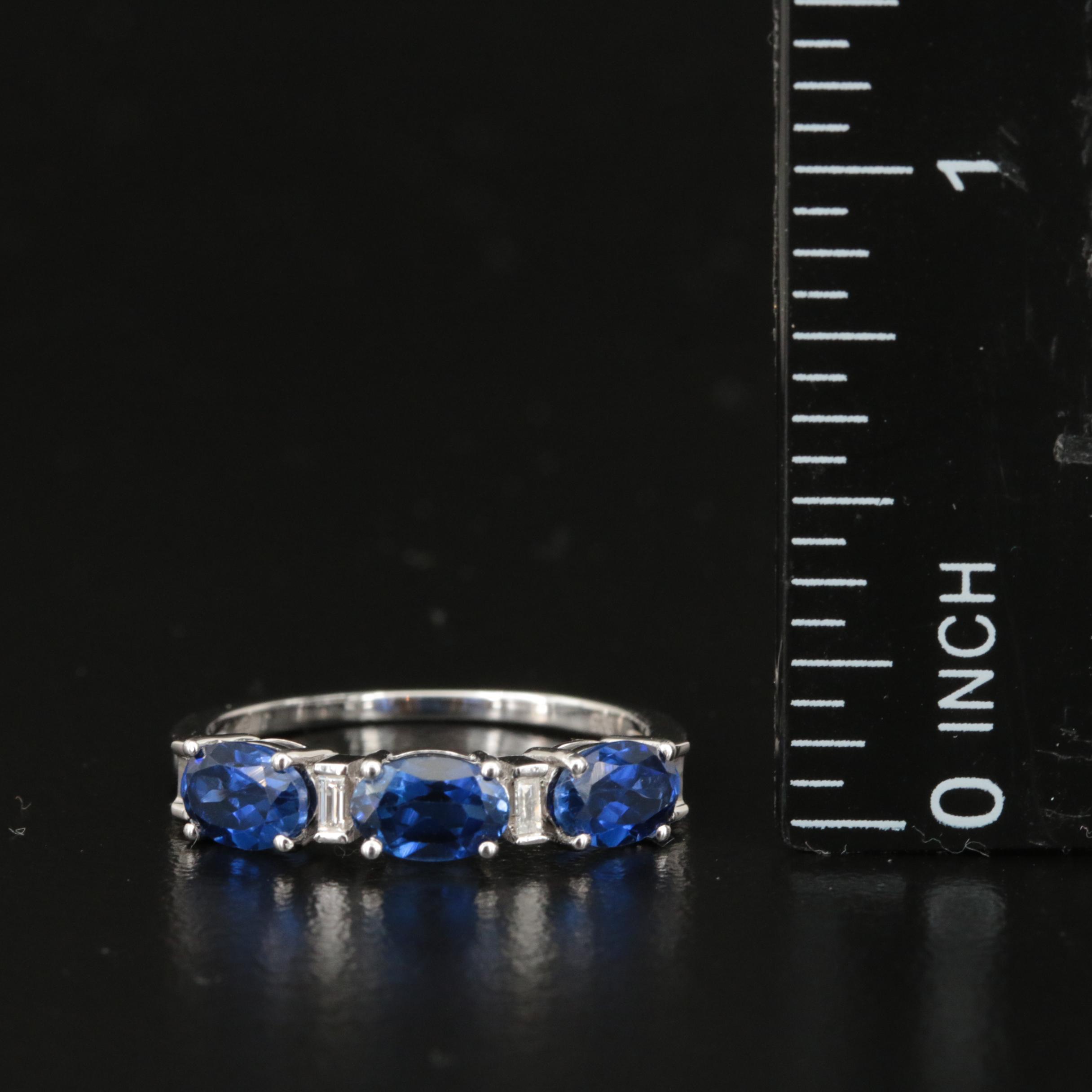 Sterling Sapphire and Diamond Ring