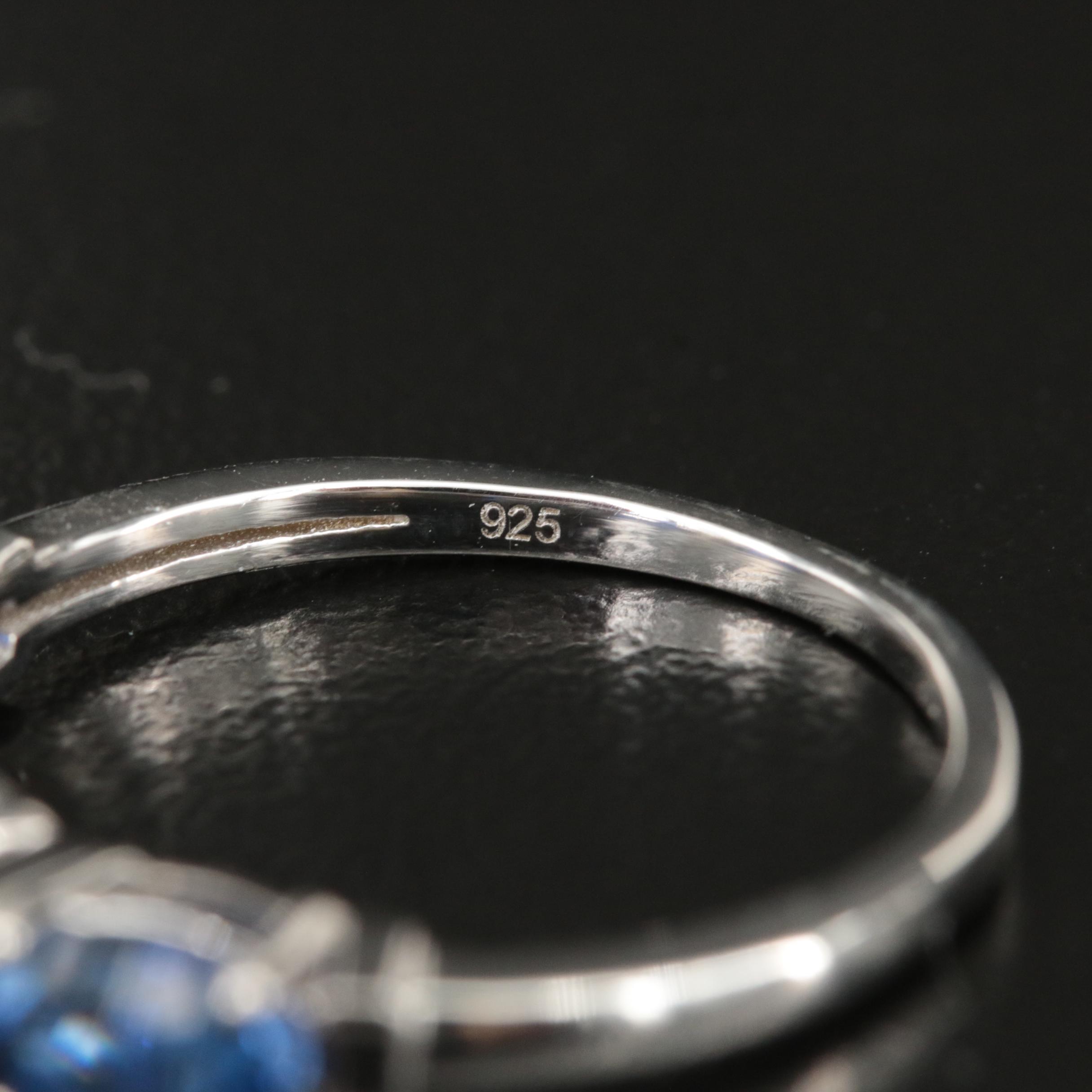 Sterling Sapphire and Diamond Ring