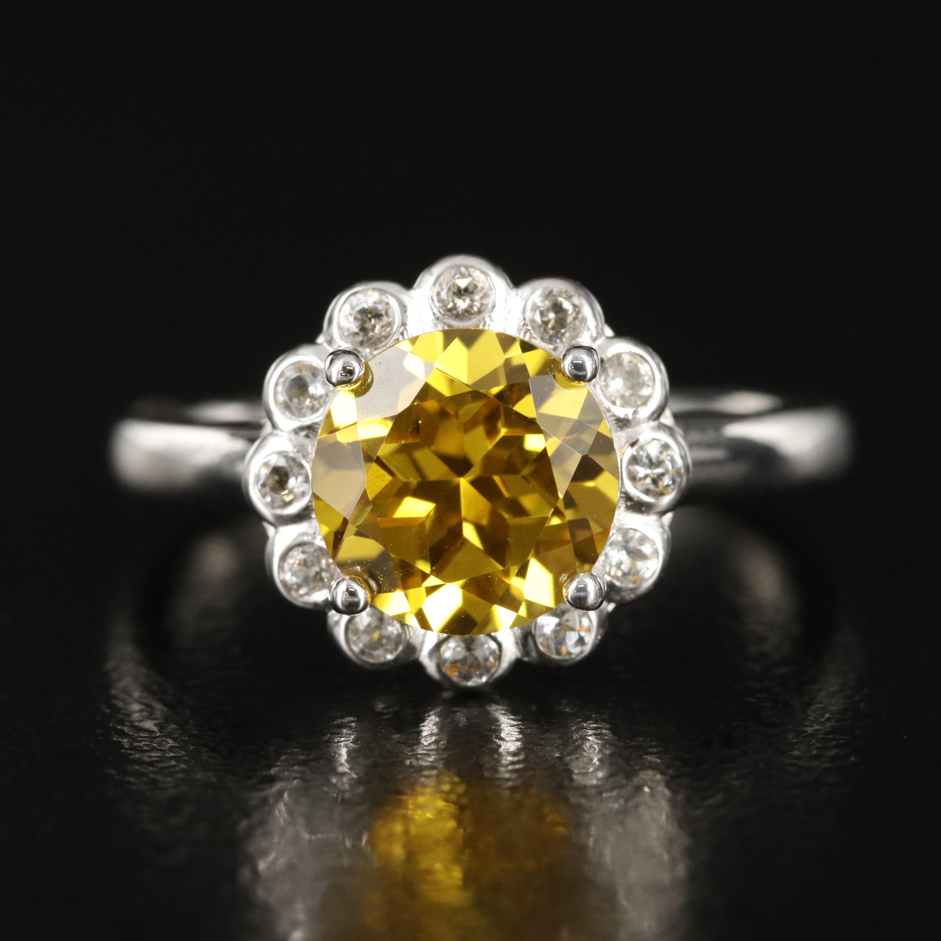 Sterling Sapphire Halo Ring