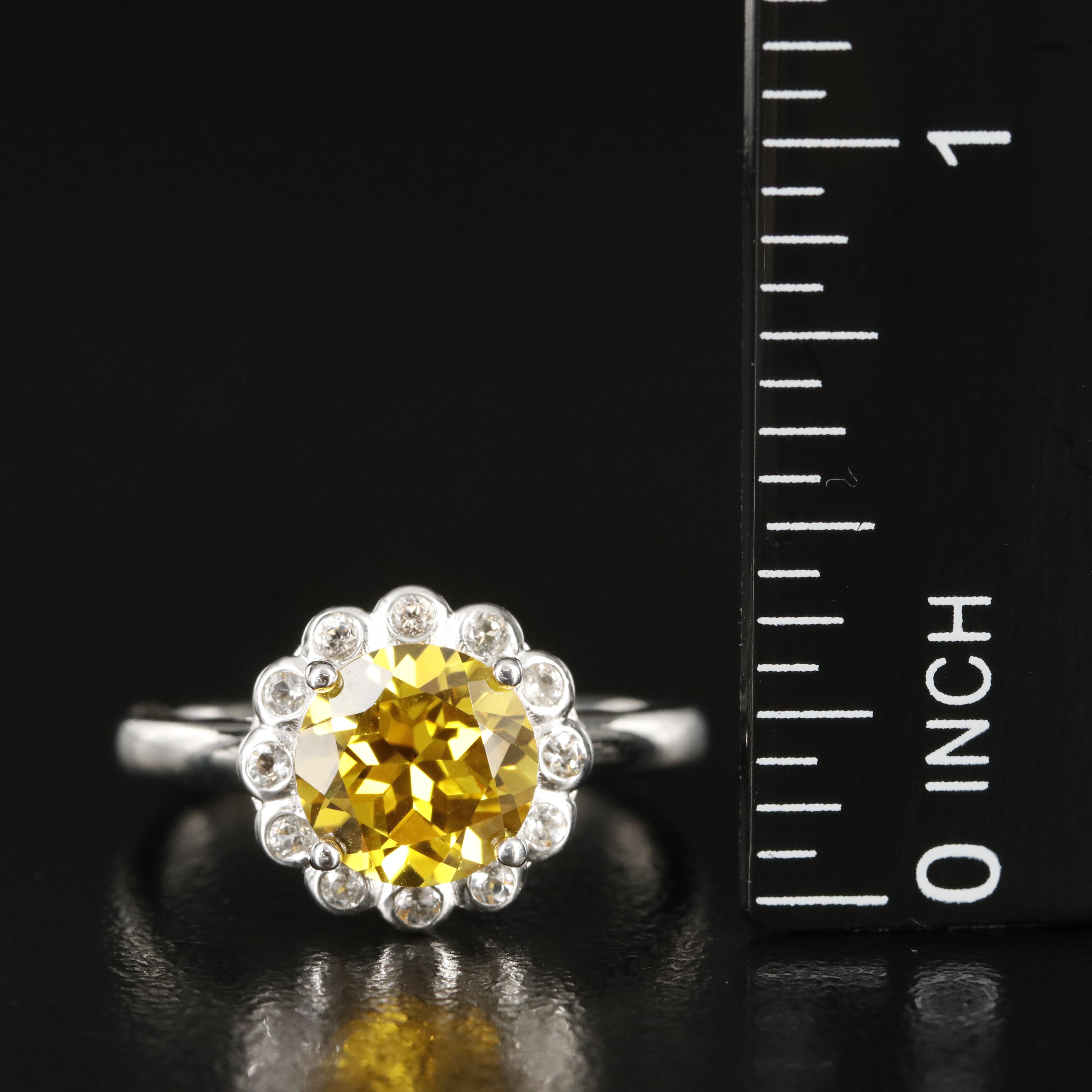 Sterling Sapphire Halo Ring