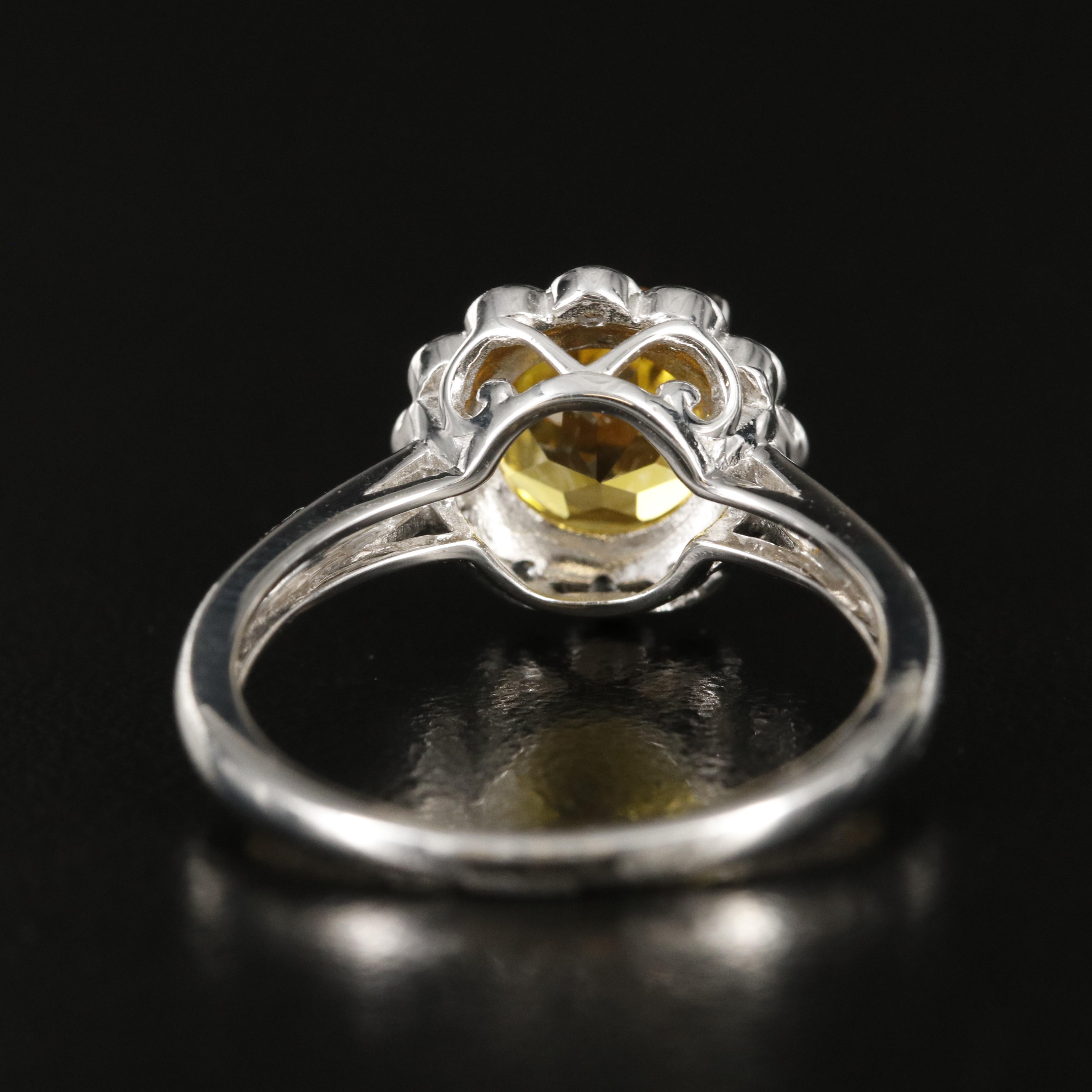 Sterling Sapphire Halo Ring