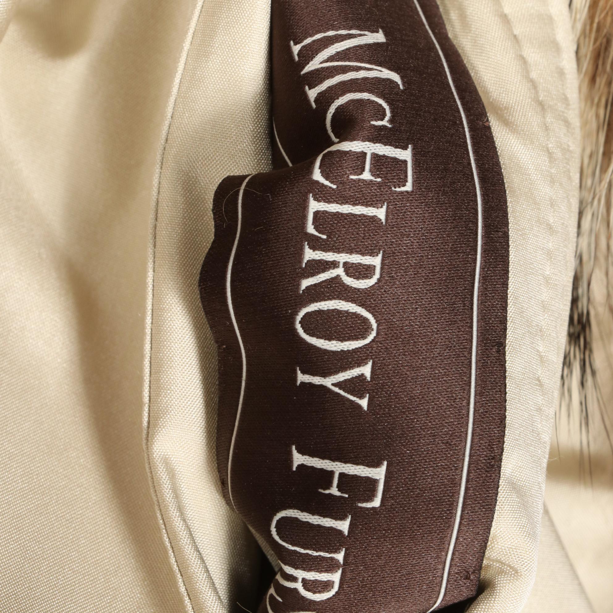 Reversible Corded Clipped Rabbit Fur/Fabric Jacket with Tanuki Fur Trim