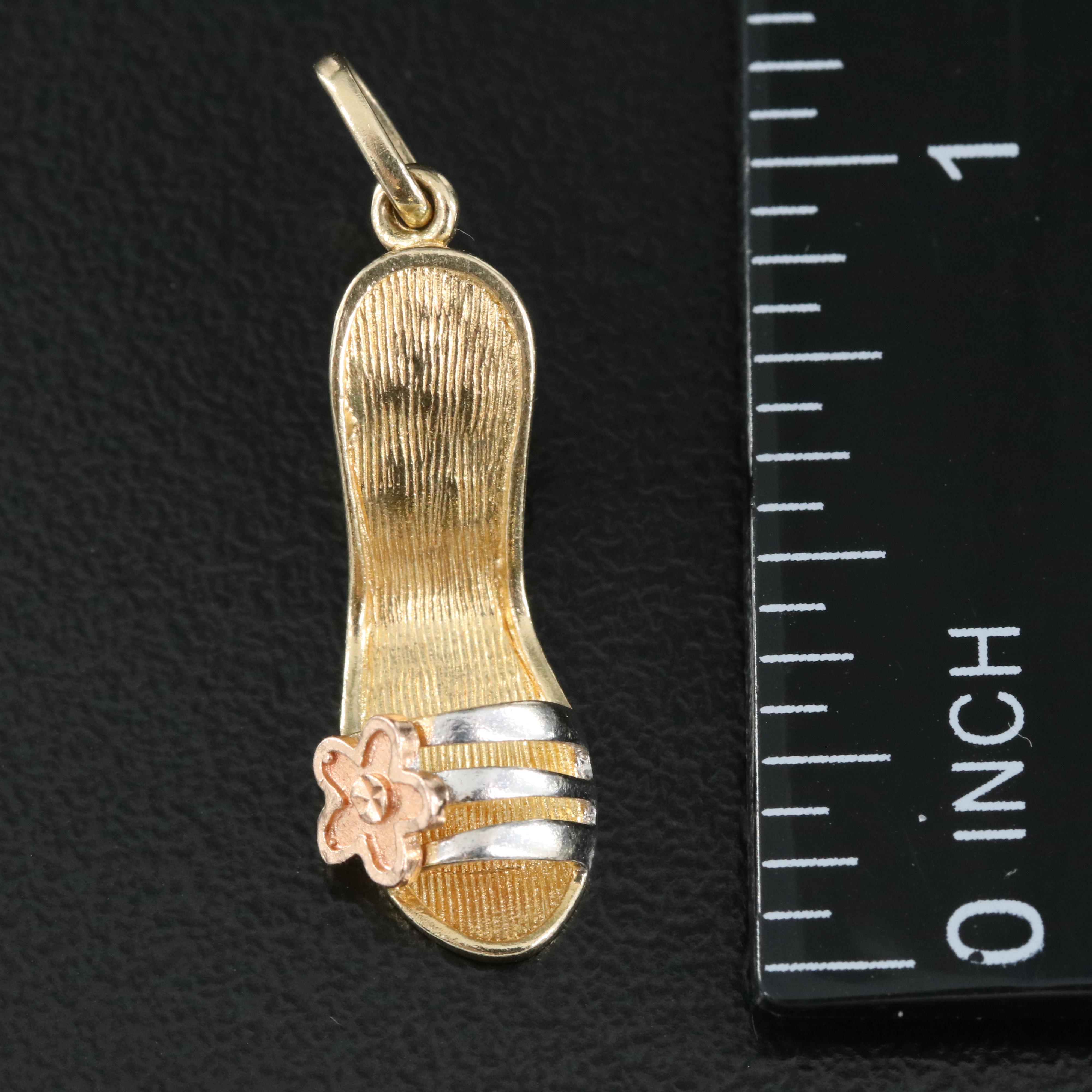 14K Tri-Color High Heel Shoe Charm