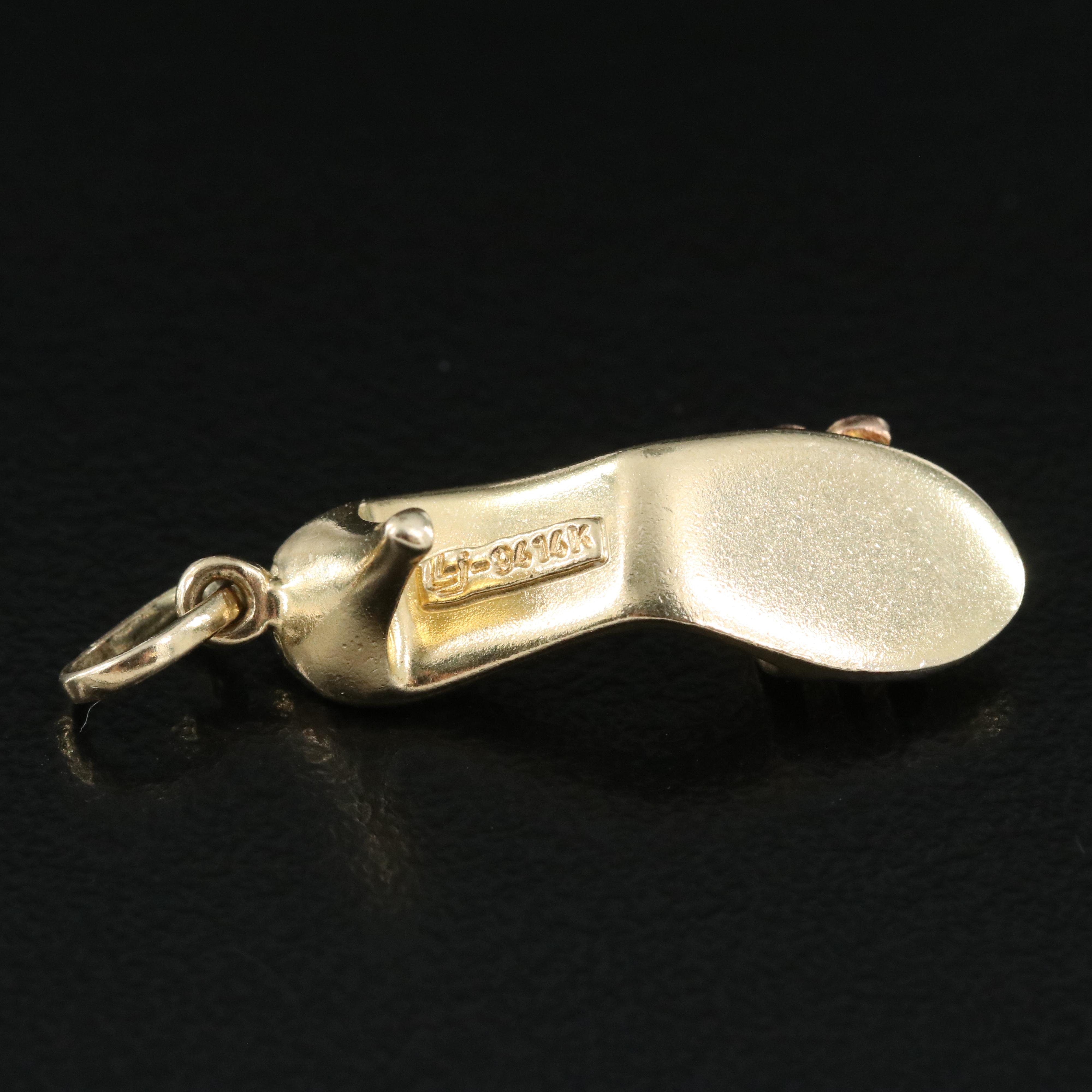 14K Tri-Color High Heel Shoe Charm