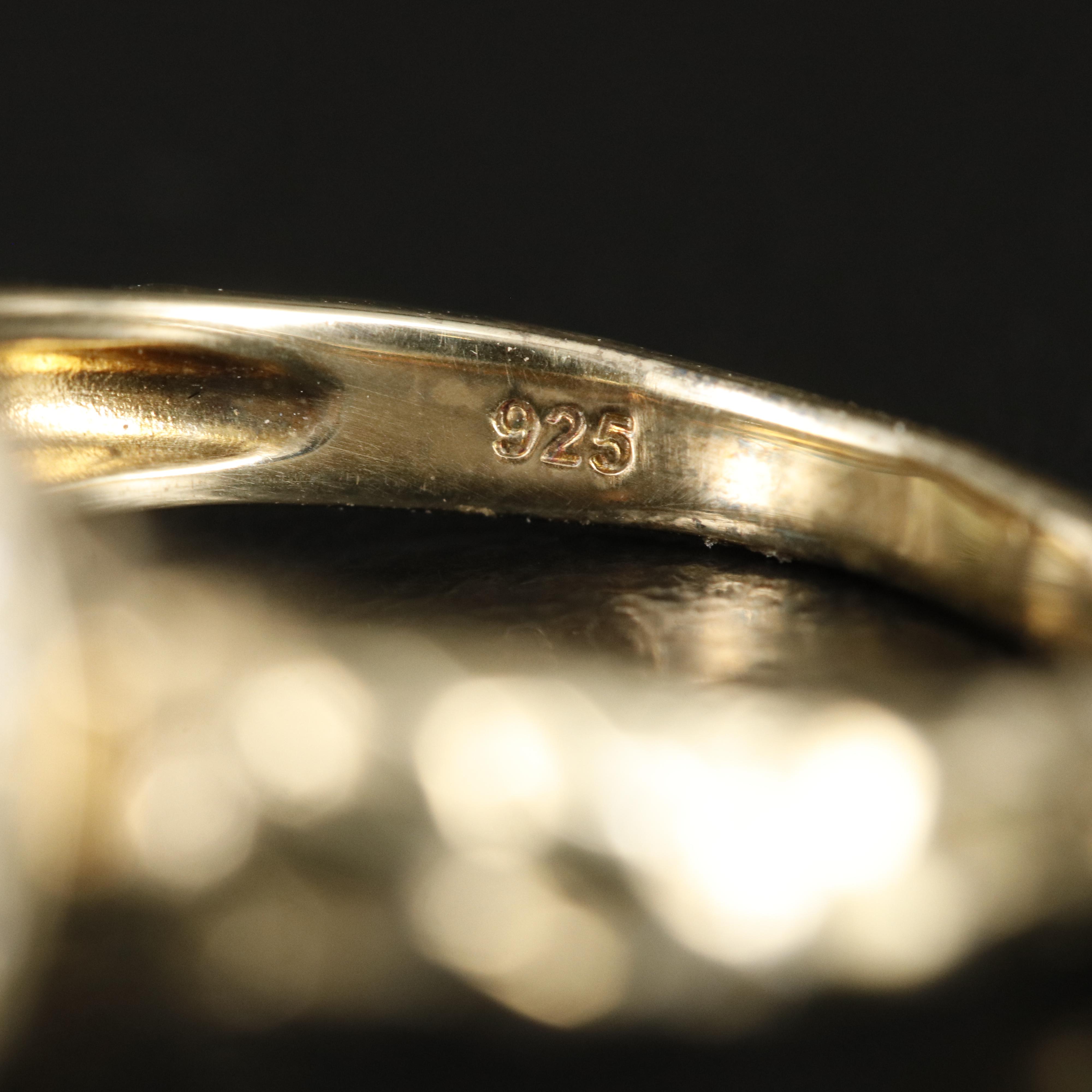 Sterling Smoky Quartz and White Topaz Textured Band