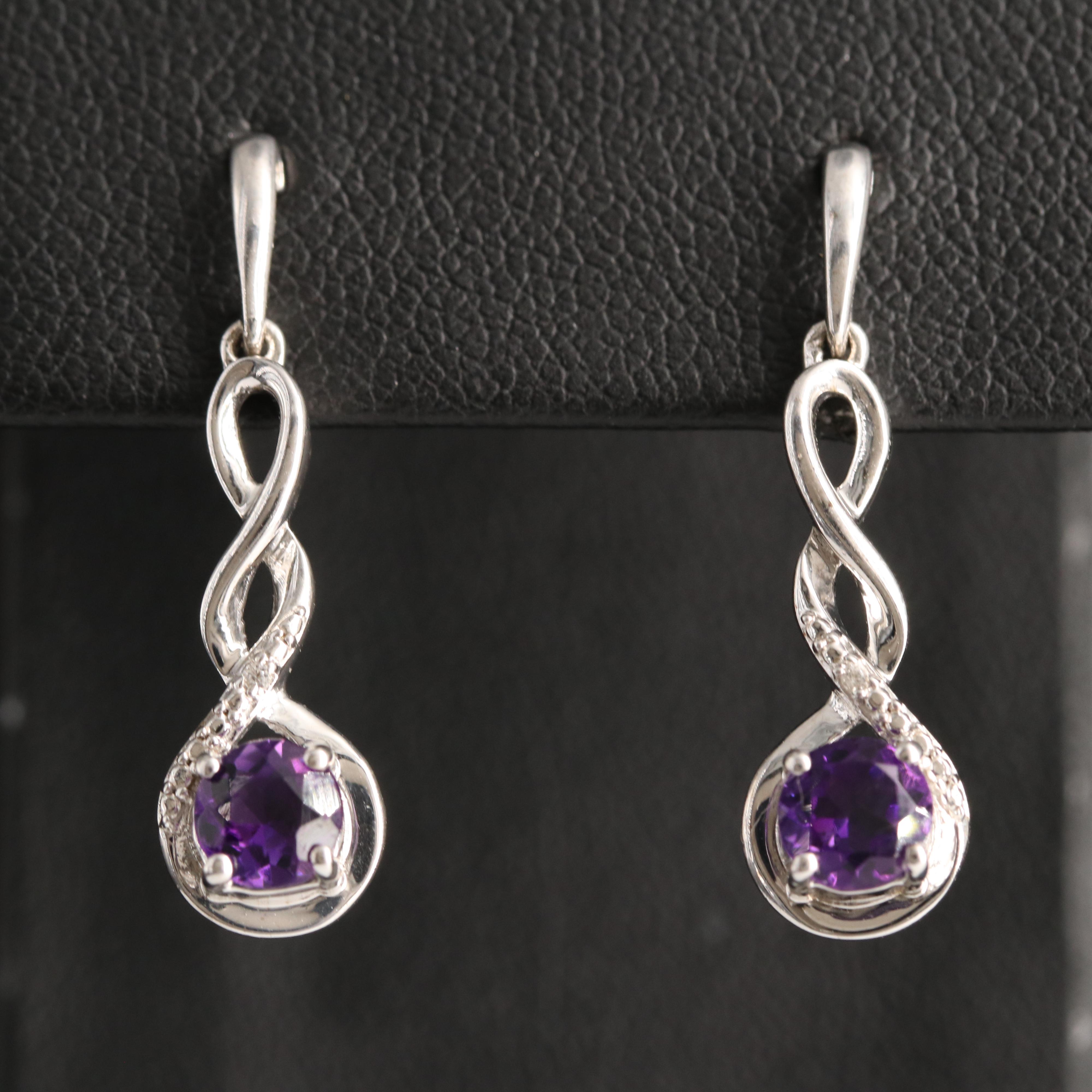 Sterling Amethyst and White Sapphire Earrings